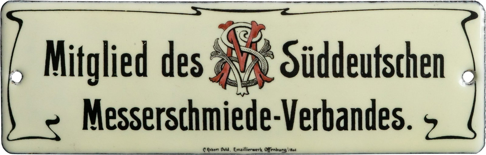 Enamel sign, Art Nouveau door sign, Cutlers' Association, Germany circa 1900 (1+) (1 of 7)