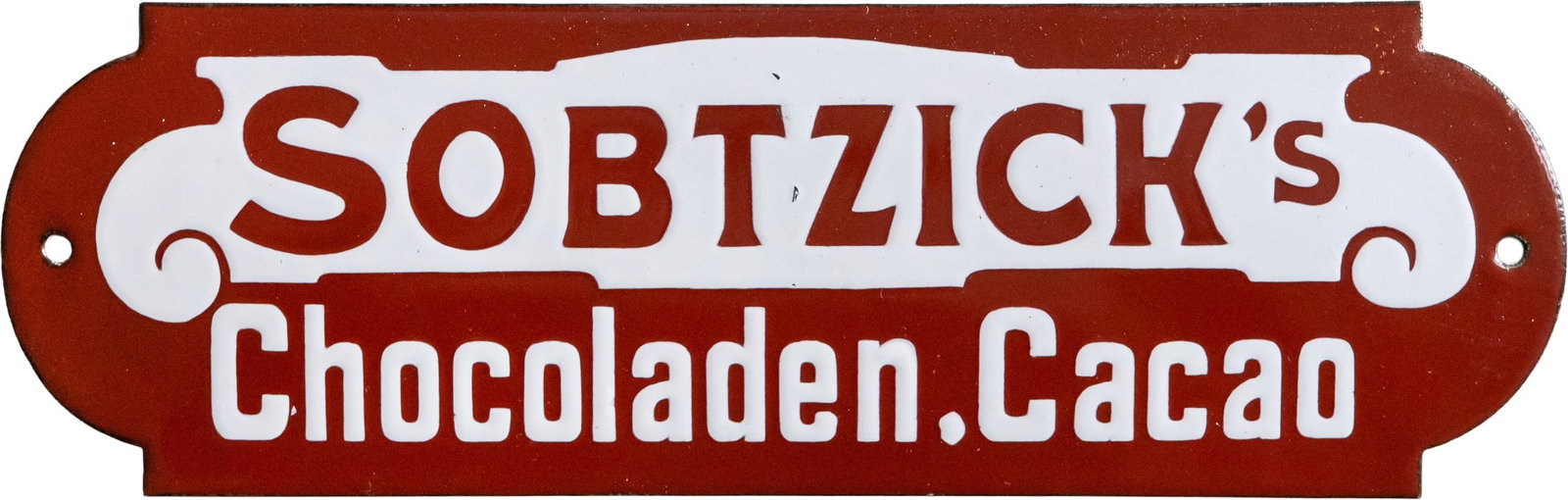 Enamel sign for Sobtzick's Chocolates and Cocoa, mint condition! Breslau, circa 1920 (0) (1 of 7)