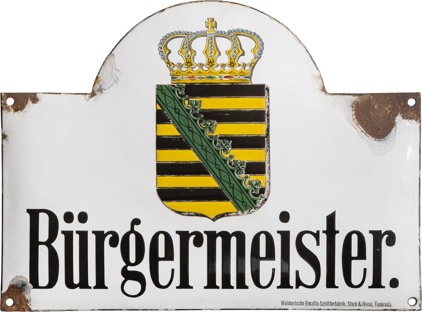 Enamel sign: Mayor, Kingdom of Saxony, c. 1910 (2-) (1 of 7)