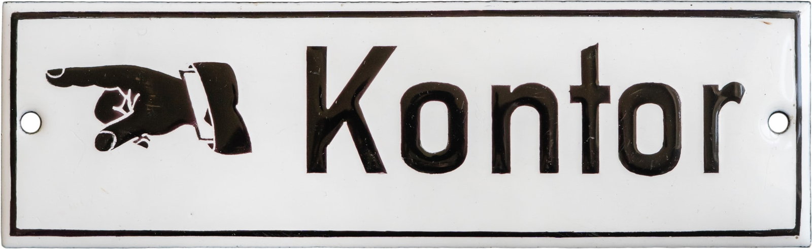 Enamel sign, “Kontor?? sign - in mint condition! Exquisite icing, circa 1910 (1+): Enamel sign, “Kontor” sign - in mint condition! Exquisite icing, circa 1910 (1+)Enamel sign, “Kontor” sign, domed, stenciled. Perfect lustre, surface virtually scratch-free. Dimensions