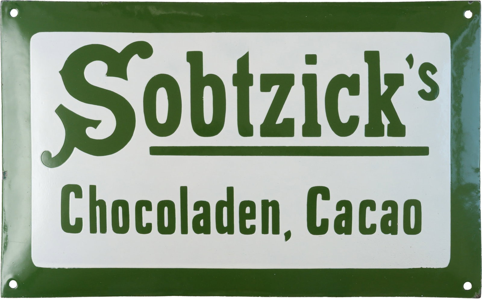 Enamel sign Sobtzick's Chocolates, Cocoa, mint condition! Breslau circa 1910 (1+) (1 of 7)