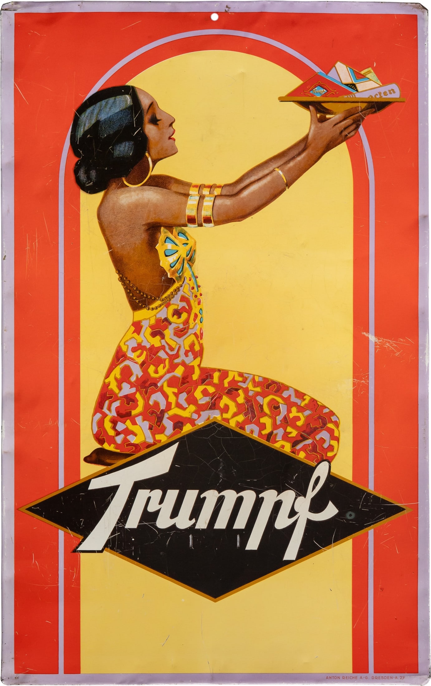 Trumpf Chocolate tin sign, Philipp Zehbe, Aachen, c. 1920 (2+) (1 of 7)
