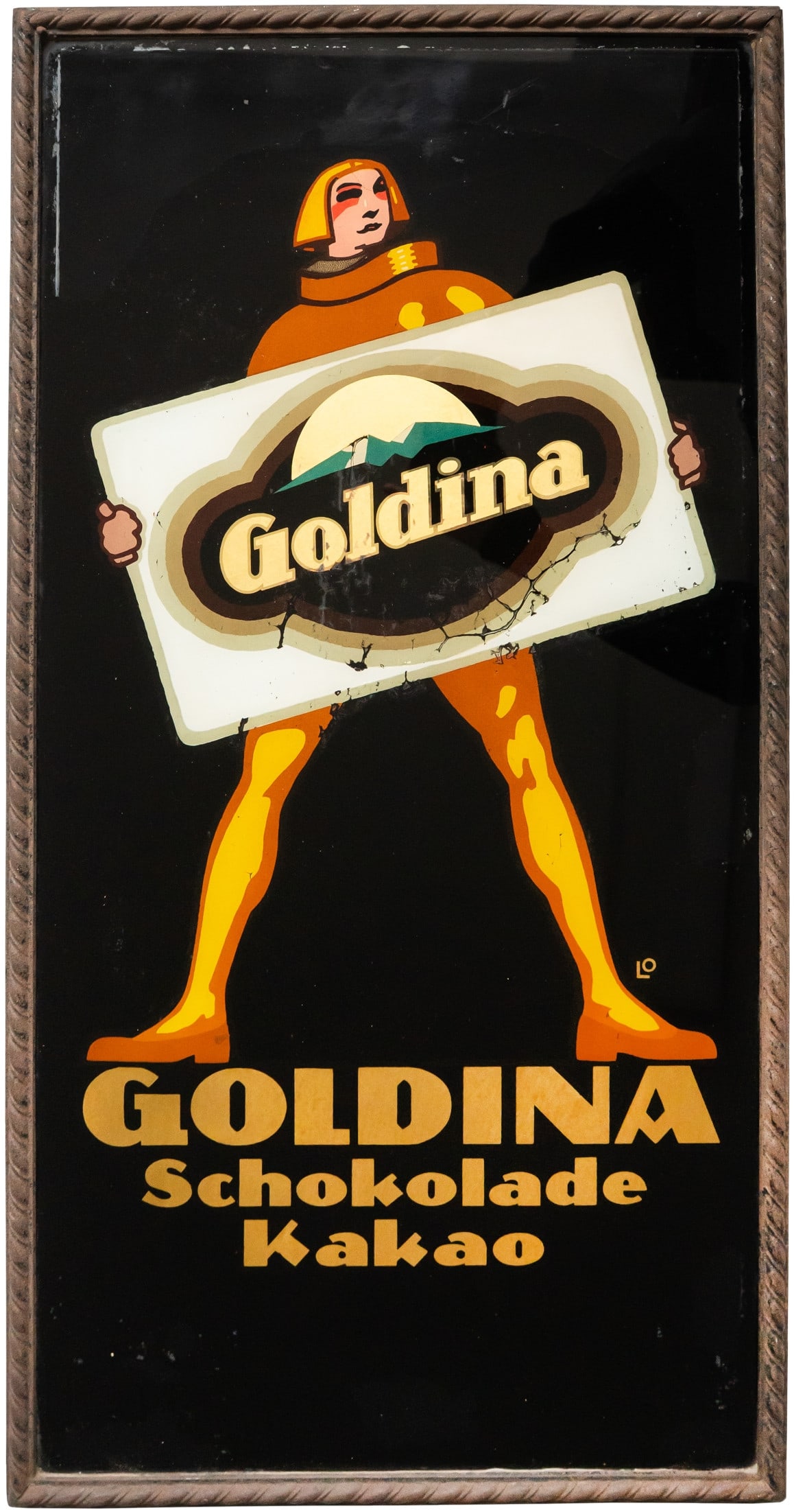 Goldina Chocolate advertising sign, Louis Oppenheim, Hanover, c. 1925 (2-) (1 of 3)