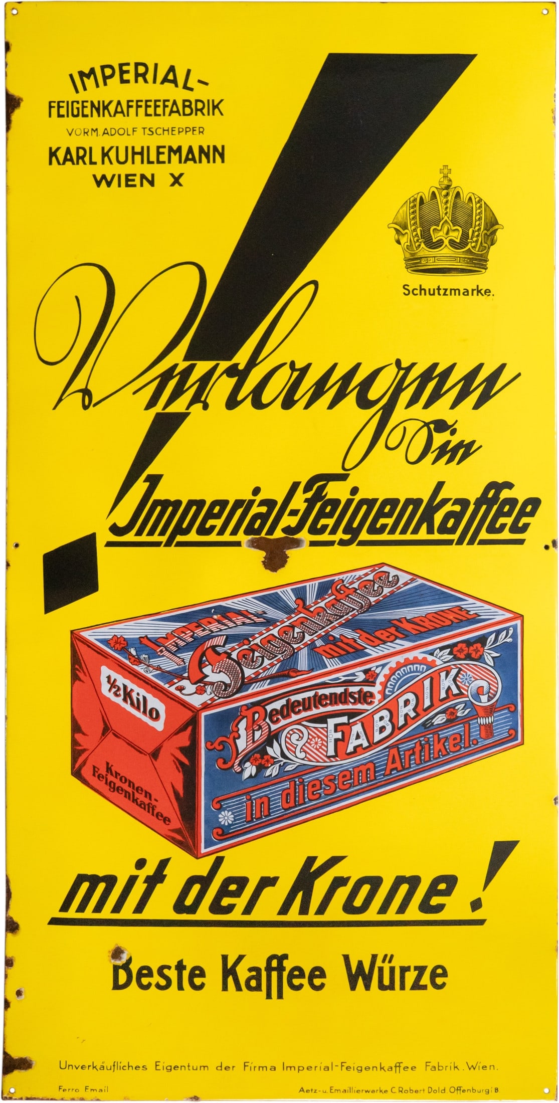 Enamel sign Imperial fig coffee, 200cm, XXL format, Austria Vienna around 1920 (2-) (1 of 7)