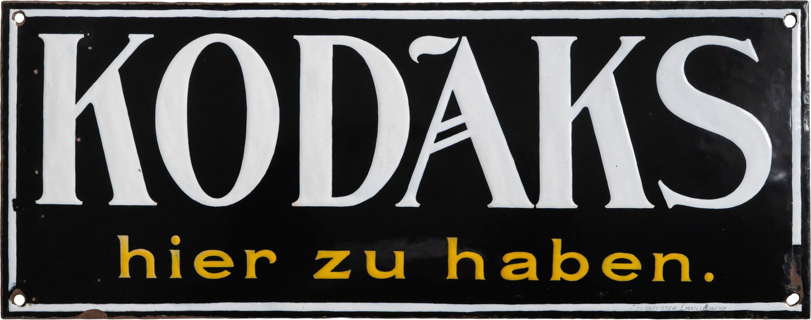 Kodak enamel sign "hier zu haben", with the finest icing-like finish, Berlin, c. 1900 (1-) (1 of 7)