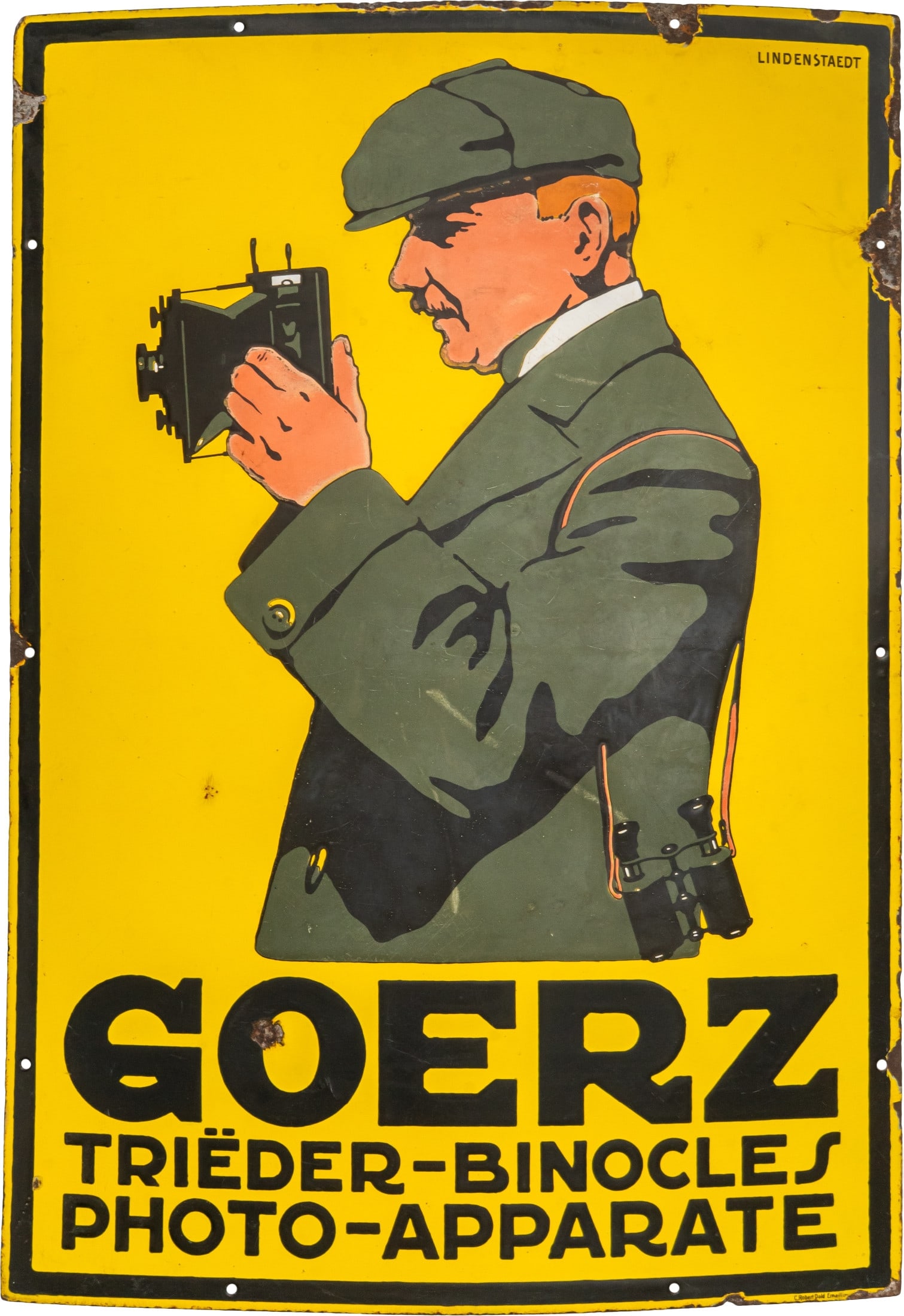 Goerz enamel sign, photographic equipment, Hans Lindenstaedt, Berlin, c. 1910 (2-) (1 of 7)
