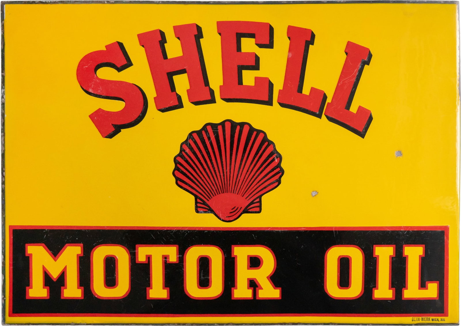 Enamel sign, Shell Motor Oil cantilever, Austria, c. 1920 (2) (1 of 7)