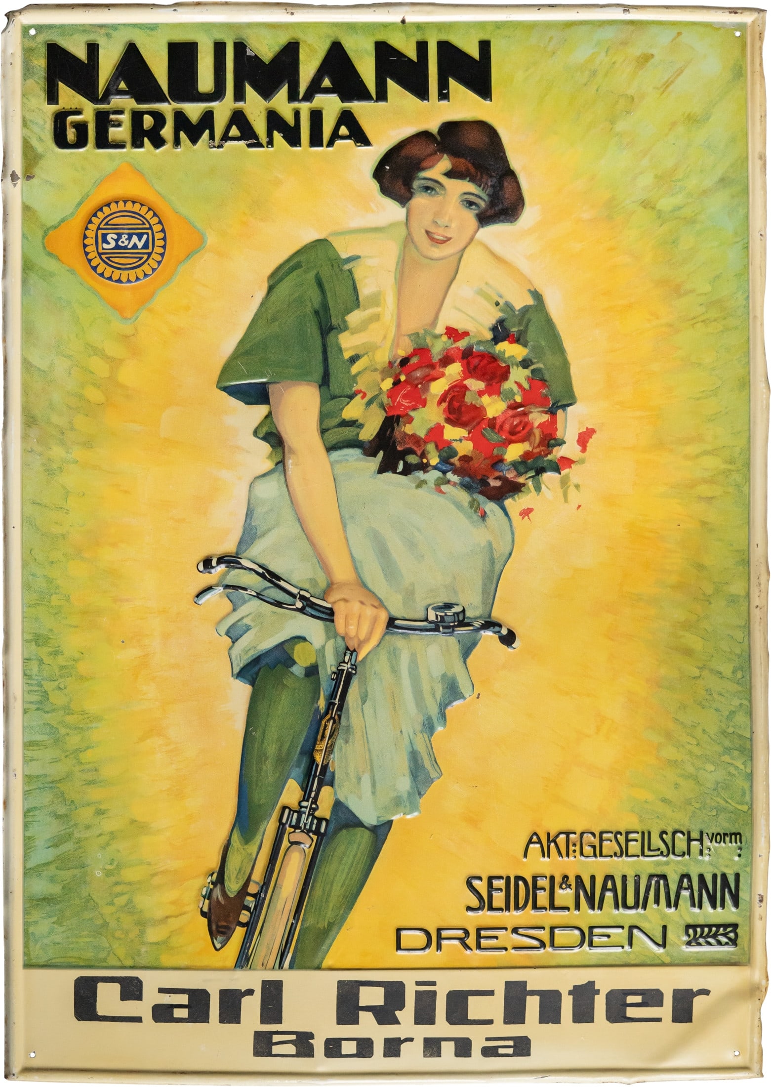 Naumann Germania tin sign, Dresden, circa 1910 (2+) (1 of 7)