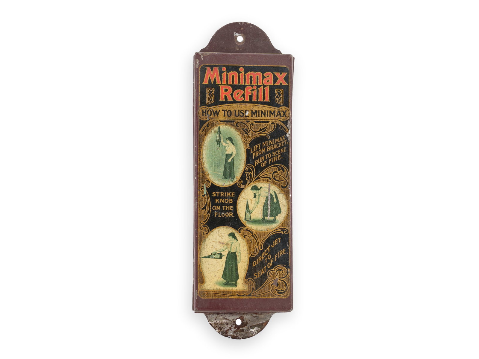 Minimax tin, fire extinguisher refill kit, Middlesex, c. 1910 (1 of 7)