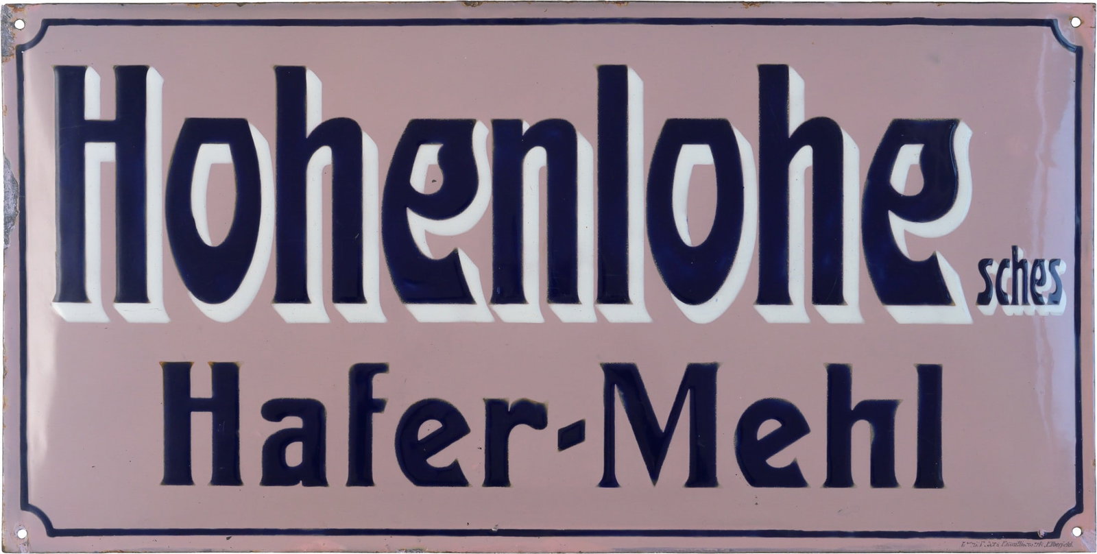 Enamel sign Hohenlohe Oat Flour, Schwäbisch Hall, Gerabronn, circa 1900 (1-) (1 of 7)