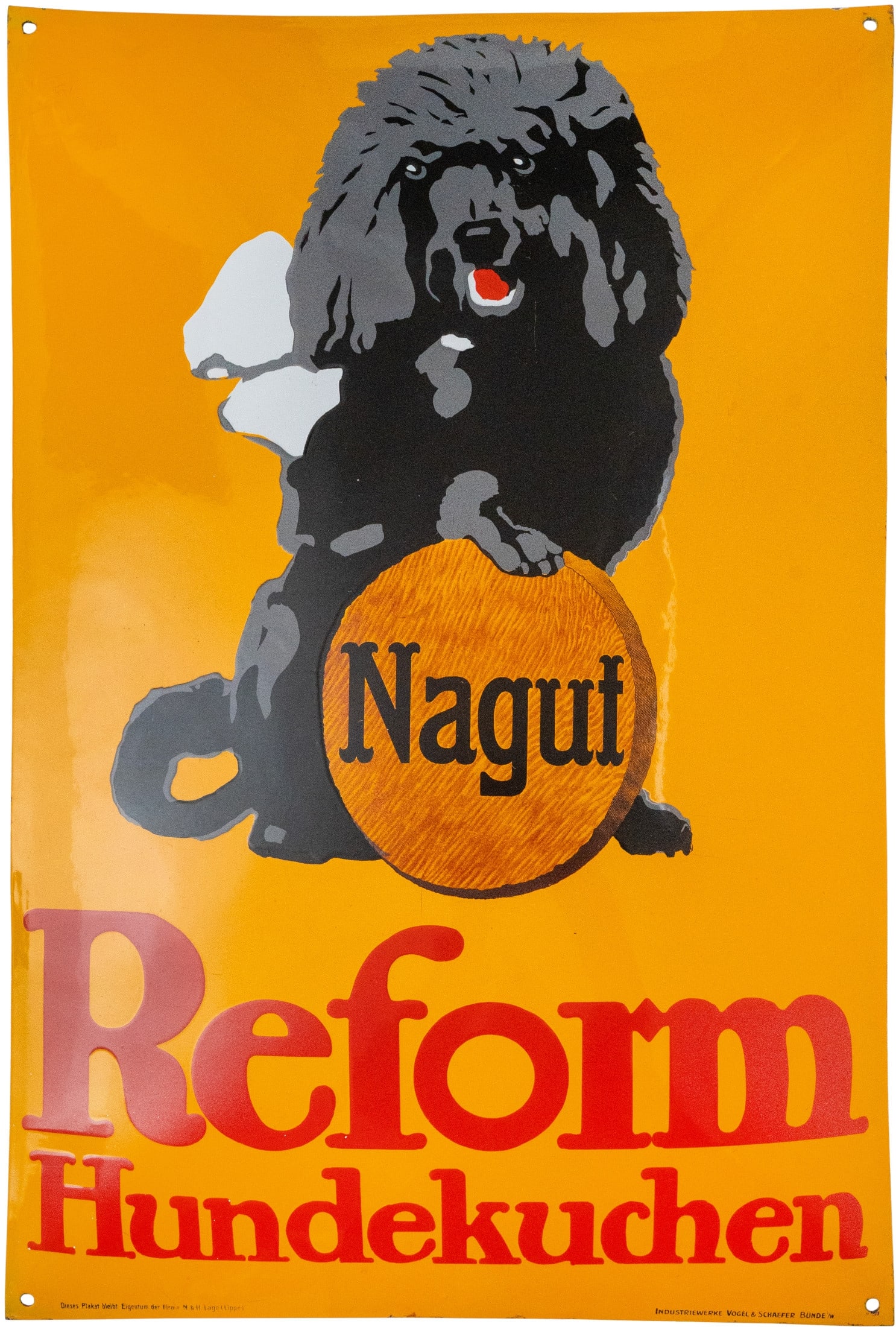 Enamel sign for Nagut Reform dog biscuits, in mint condition! Location (Lippe), circa 1920 (1+) (1 of 7)