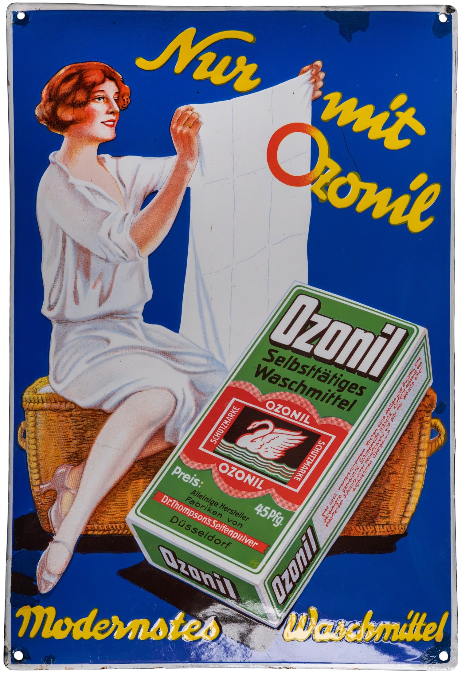 Ozonil enamel sign - state-of-the-art washing powder, Düsseldorf, c. 1930 (2) (1 of 7)