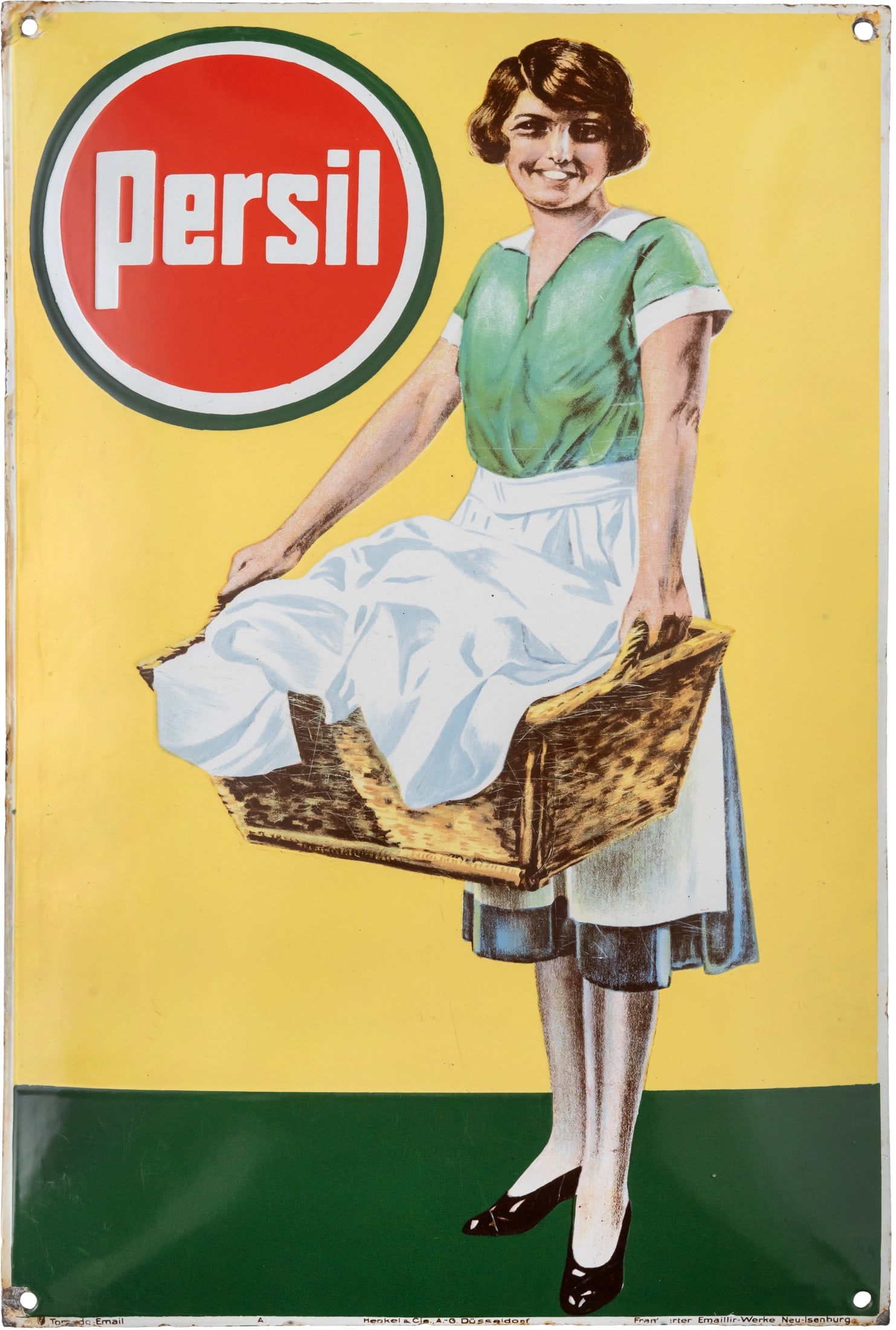 Persil enamel sign ‘Laundry Basket Woman’, Düsseldorf, c. 1930 (2+) (1 of 7)