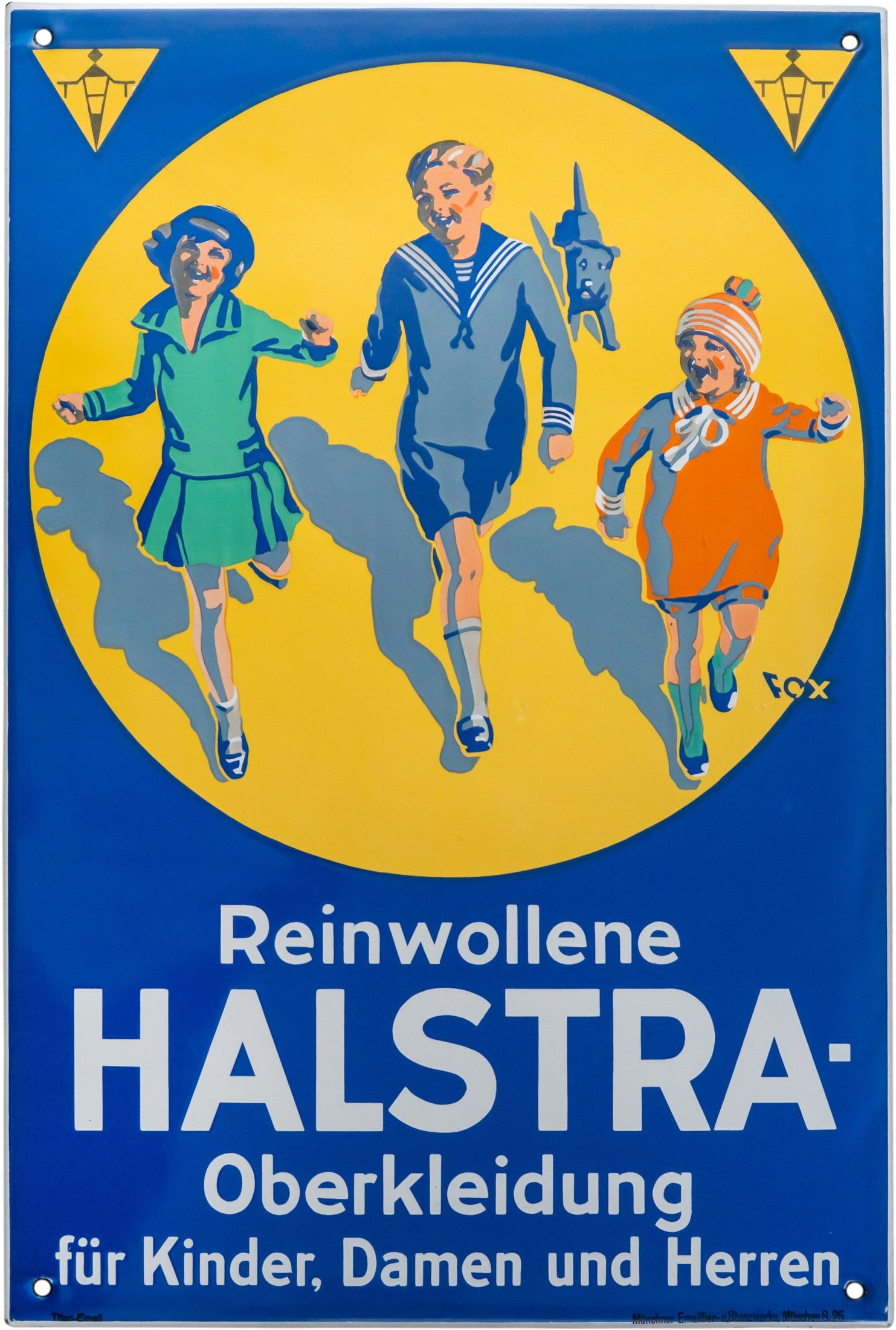 Halstra children’s clothing enamel sign, in mint condition! Berlin, c. 1930 (1++) (1 of 7)