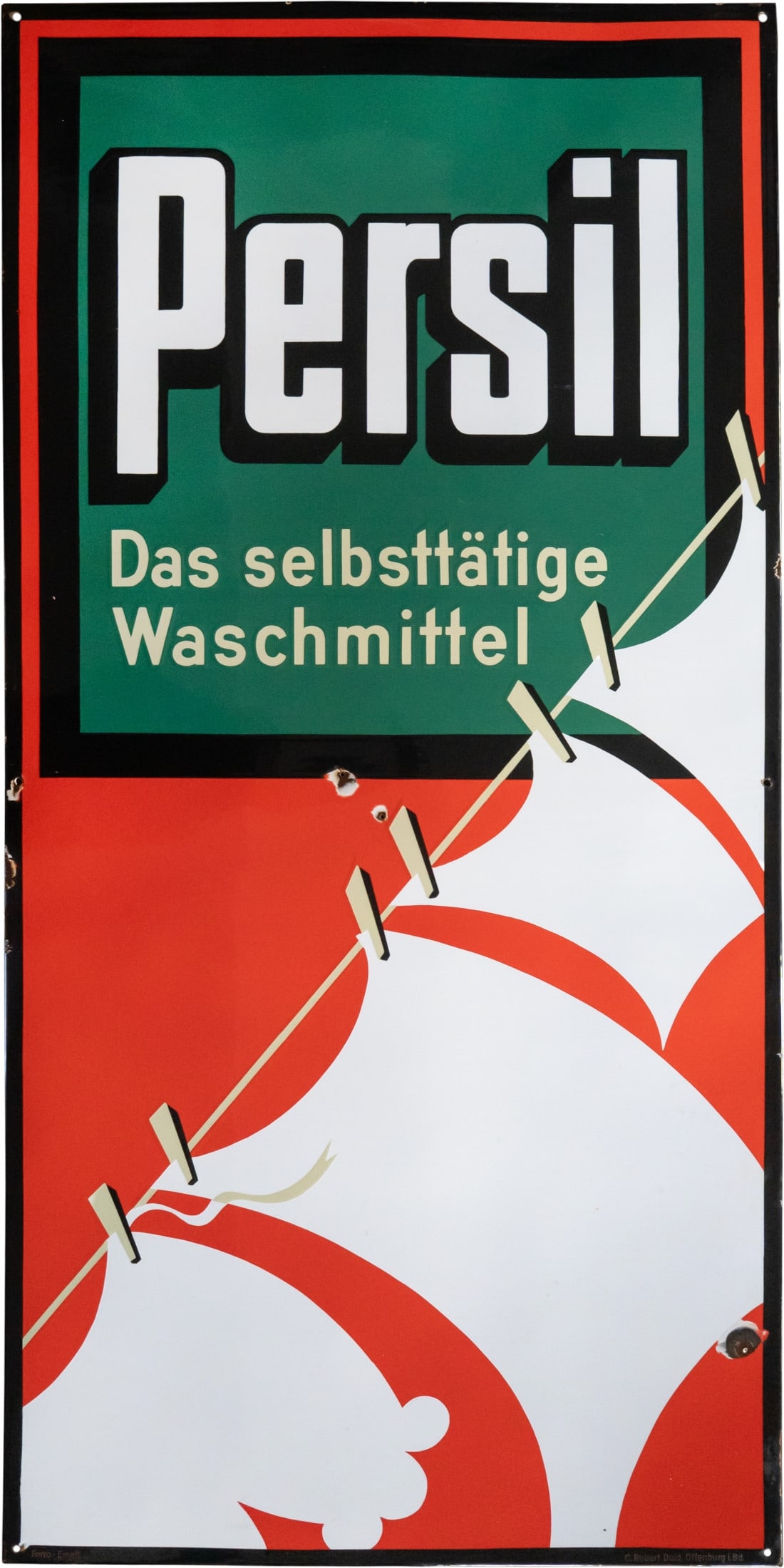 Enamel sign Persil clothesline, incredible XXL format, Düsseldorf around 1920 (2+) (1 of 7)