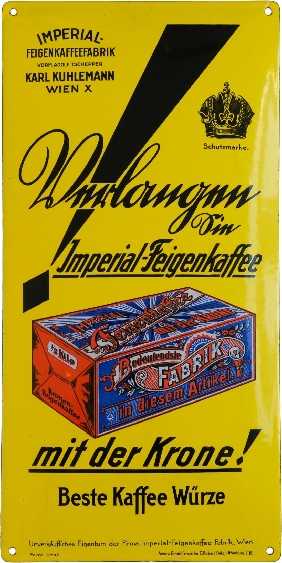 Imperial Enamel Sign for Fig Coffee, Mint Condition! Vienna, circa 1910 (1+) (1 of 7)