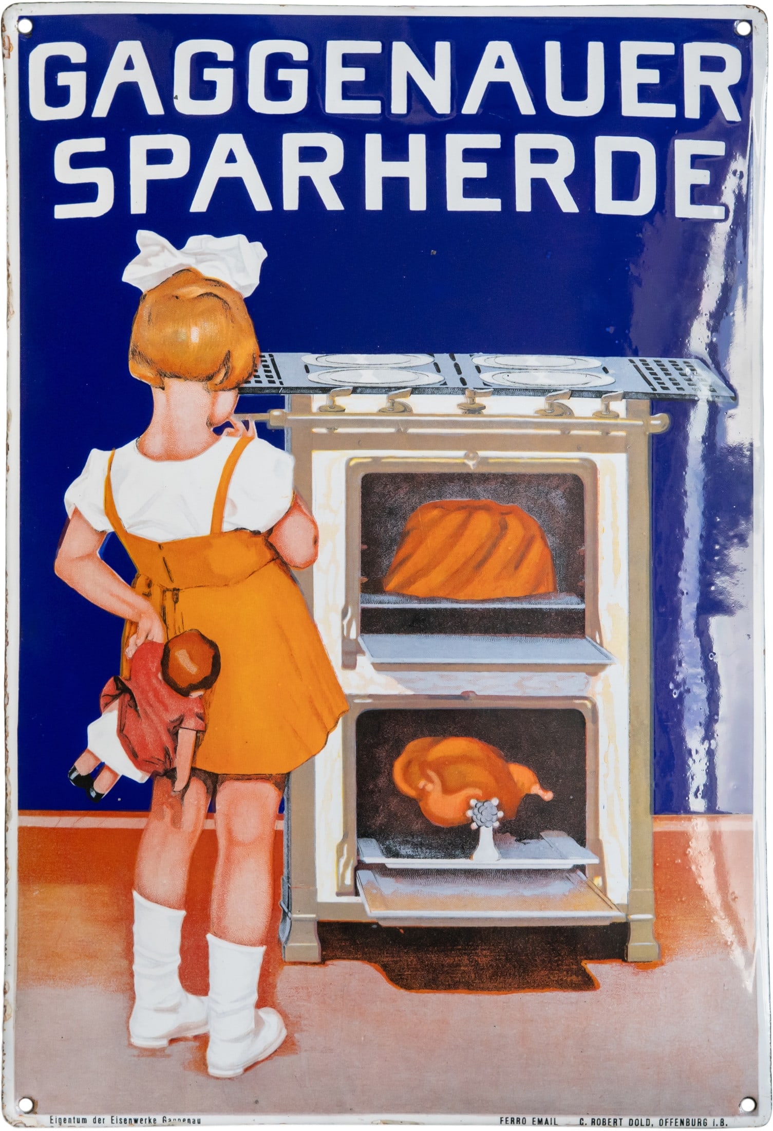 Gaggenauer Sparherde enamel sign, in pristine condition! Gaggenau, c. 1920 (1+) (1 of 7)
