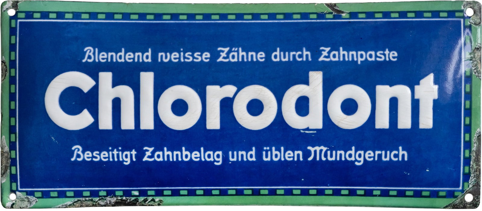 Chlorodont enamel sign, eliminates bad breath, a rarity! Dresden, c. 1920 (1-) (1 of 7)