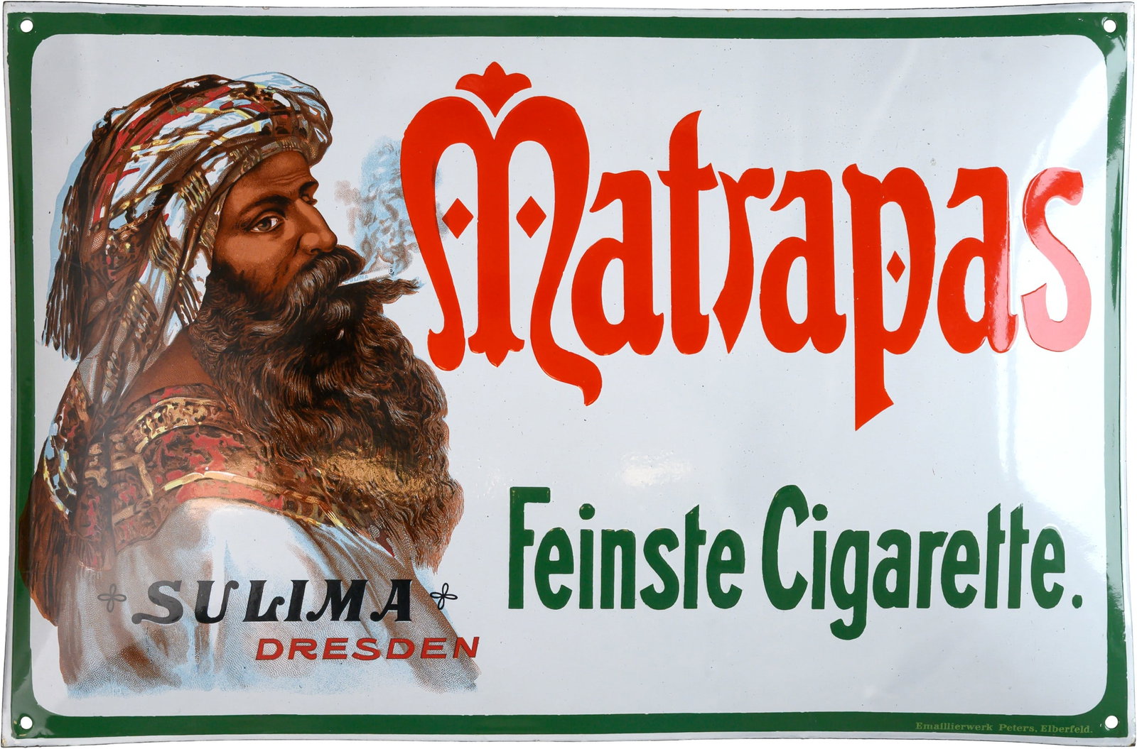Matrapas “Feinste Cigarette?? enamel sign, in pristine condition! Dresden, c. 1910 (0) (1 of 7)