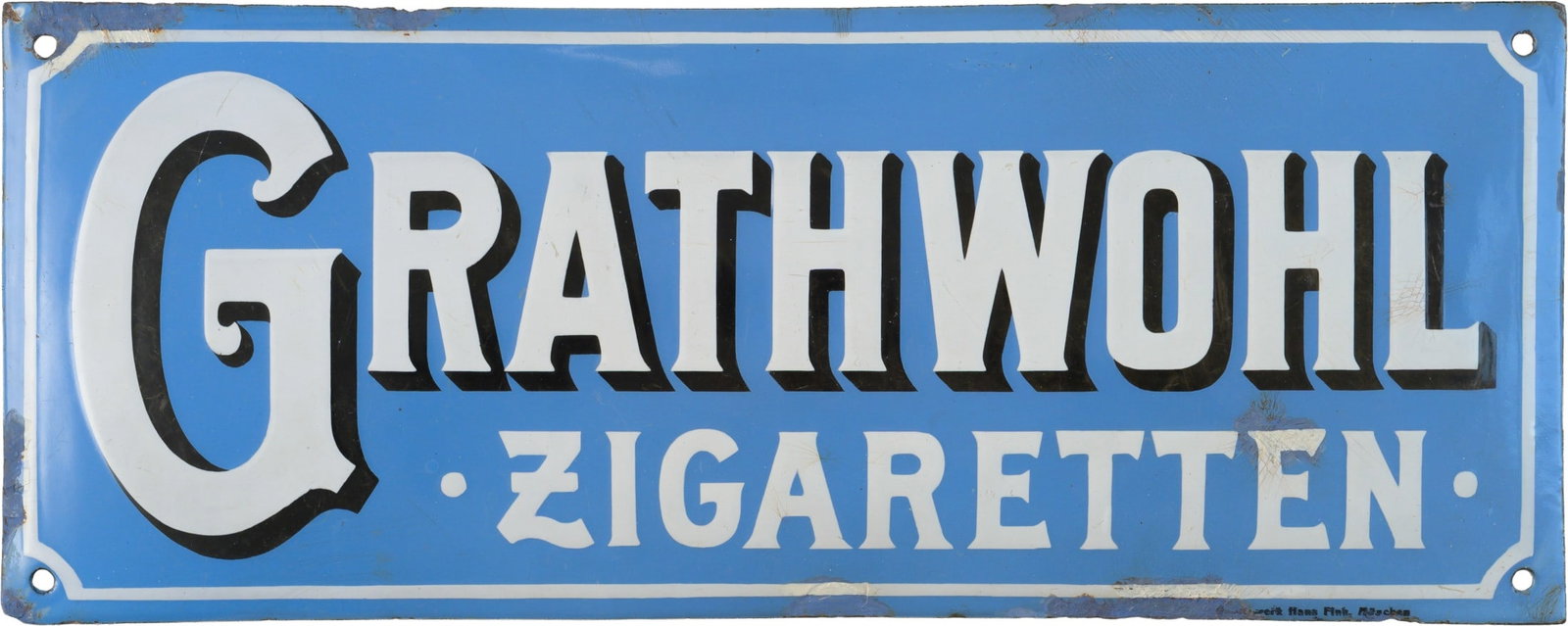 Grathwohl Cigarettes enamel sign, Munich, c. 1920 (2-) (1 of 7)
