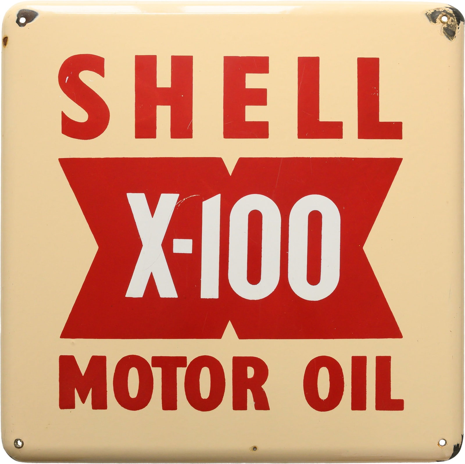 Shell X-100 Motor Oil enamel sign, Italy, dated 1953 (2) (1 of 7)