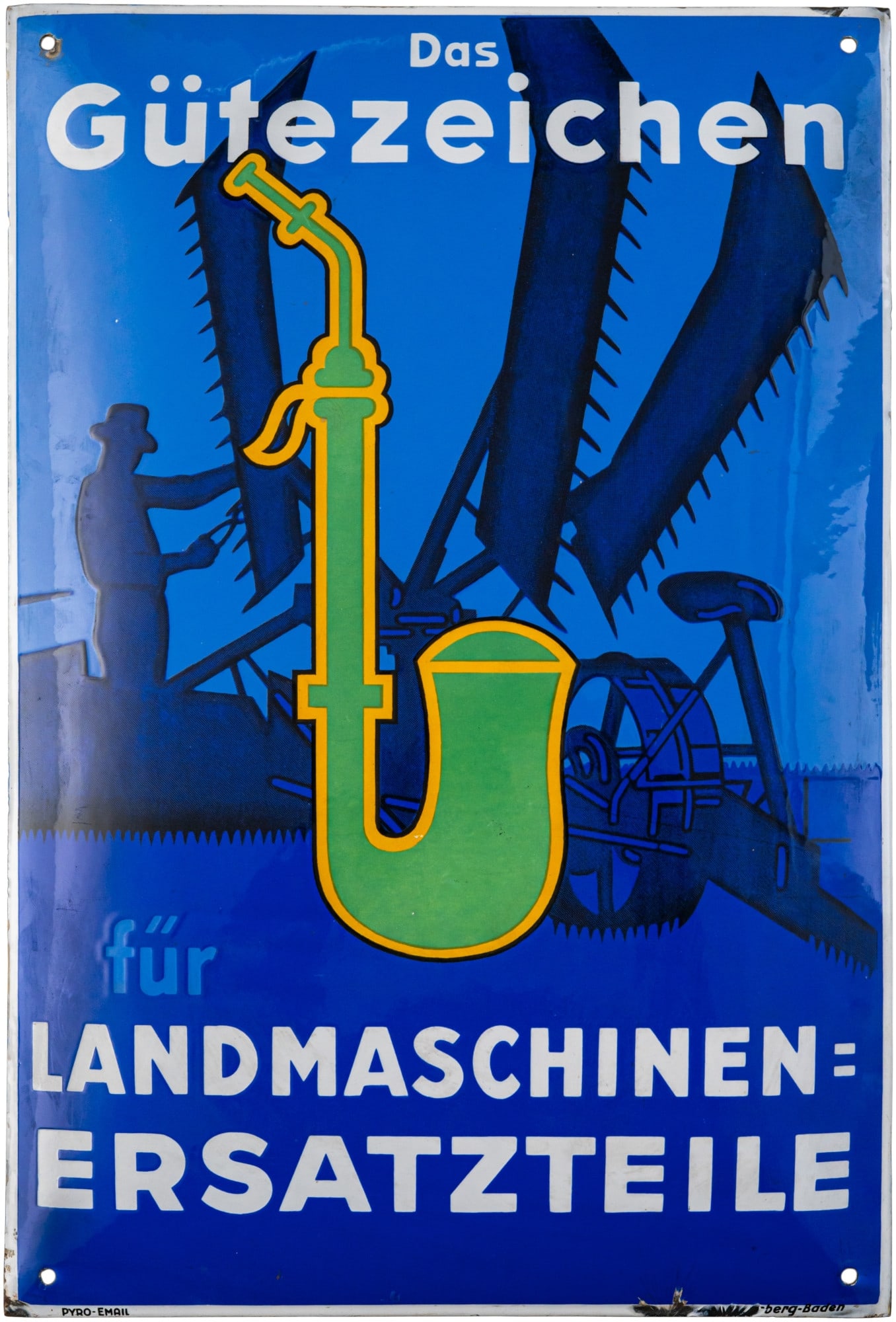Enamel sign Rasspe, agricultural machinery spare parts, Solingen, circa 1930 (1) (1 of 7)