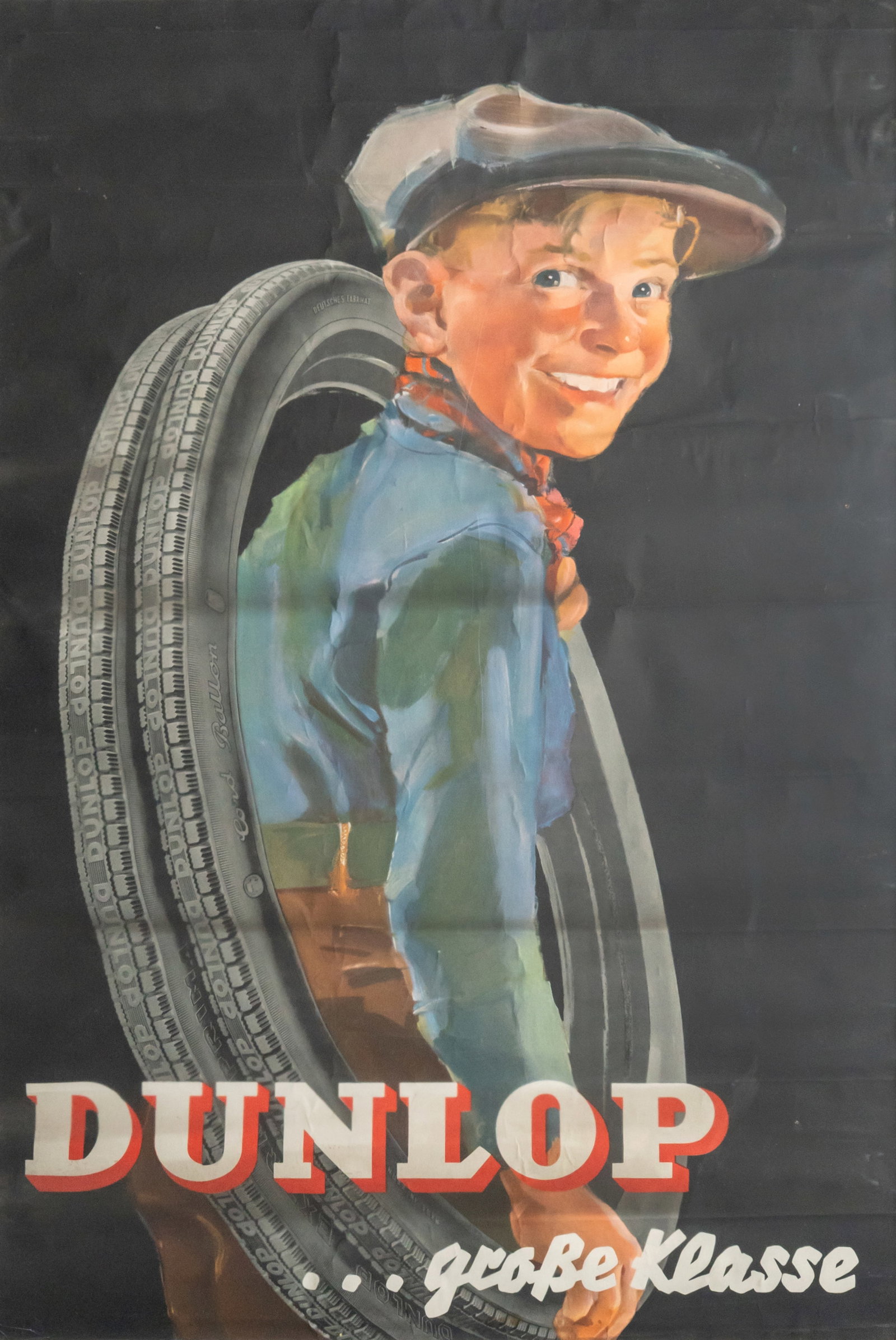 Dunlop ‘Große Klasse’ poster featuring a tyre boy, Hanau, c. 1925 (B-) (1 of 4)