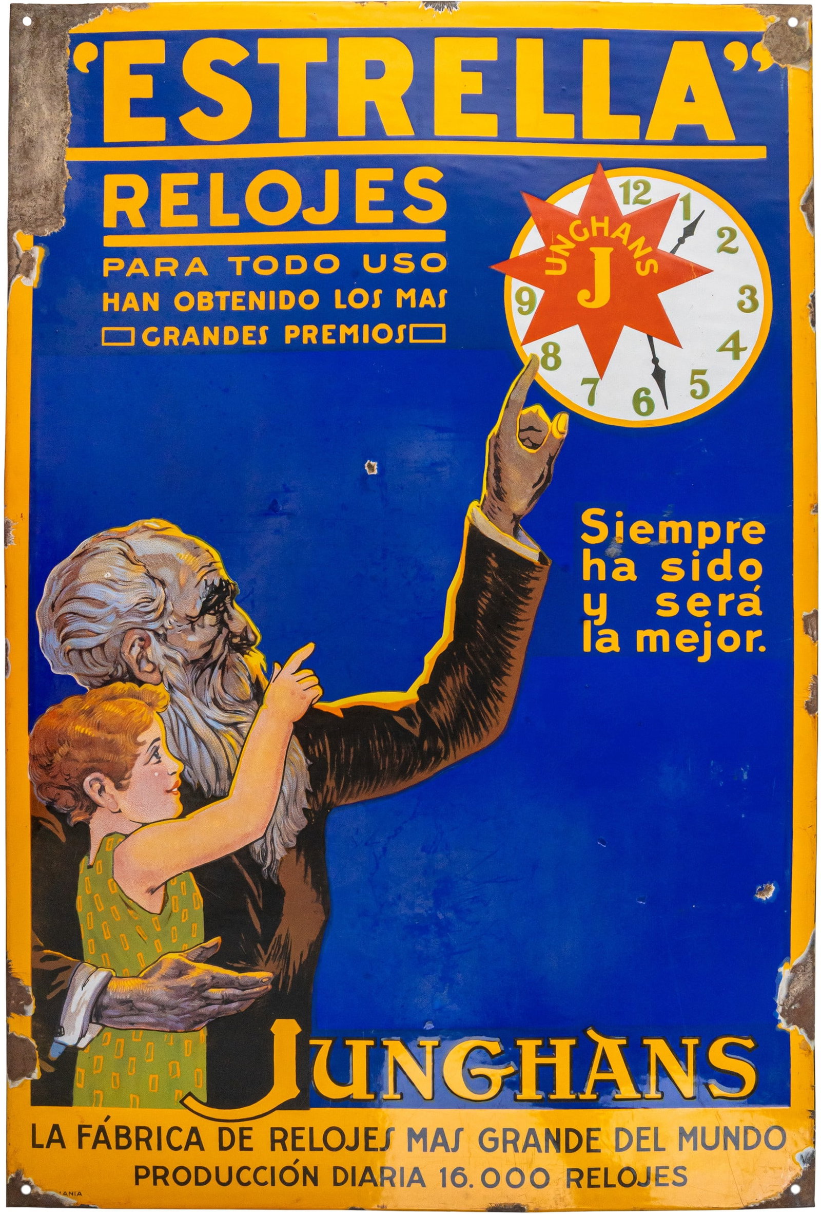 Enamel sign Junghans Estrella, Schramberg, Black Forest, Argentina, circa 1930 (2-3) (1 of 7)