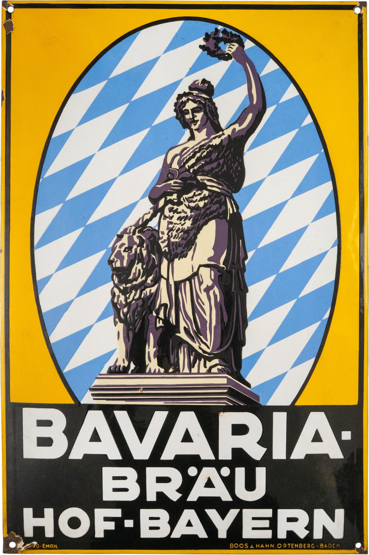 Enamel sign, Bavaria-Bräu, Hof in Bavaria, c. 1920 (2) (1 of 7)