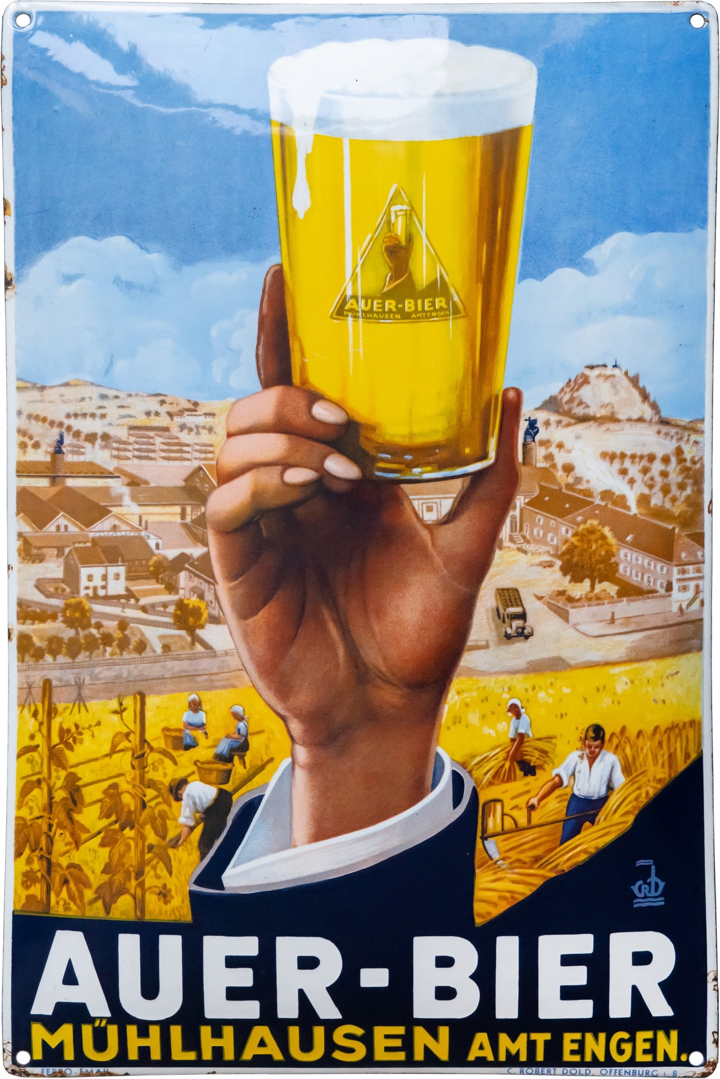 Enamel sign for Auer Beer, Mühlhausen, circa 1930 (1) (1 of 7)