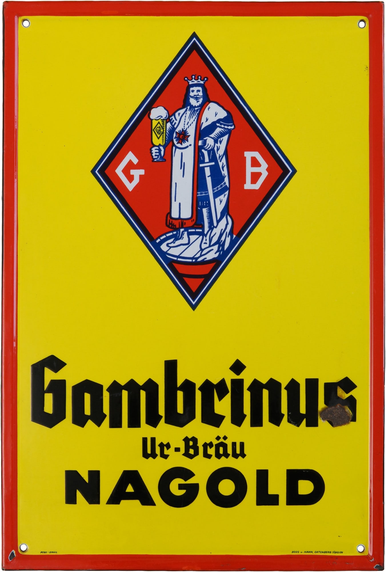 Gambrinus Nagold enamel sign, Nagold, c. 1930 (2) (1 of 7)
