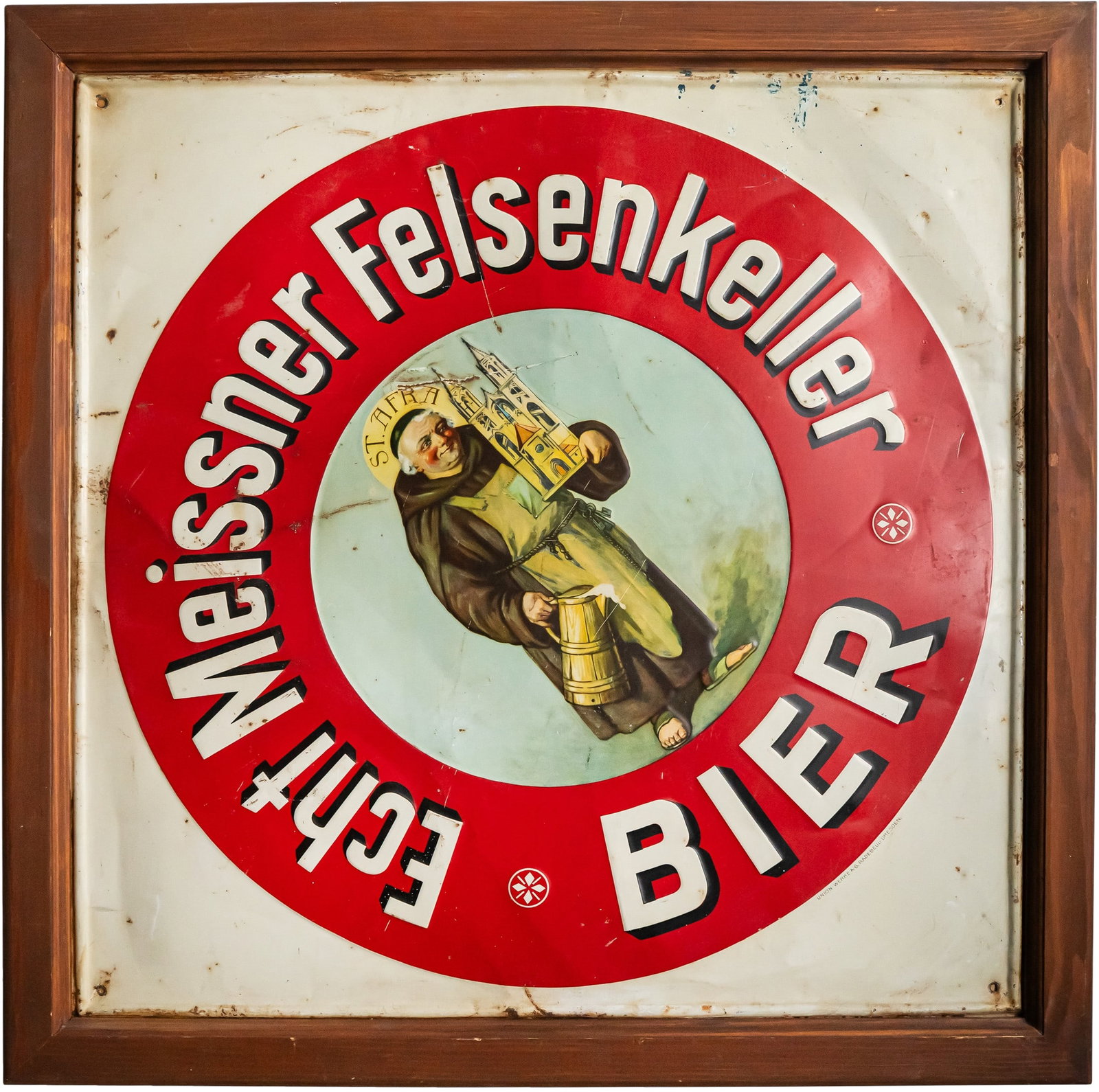 Metal sign for Felsenkeller beer, Meissen, circa 1920 (2+) (1 of 7)