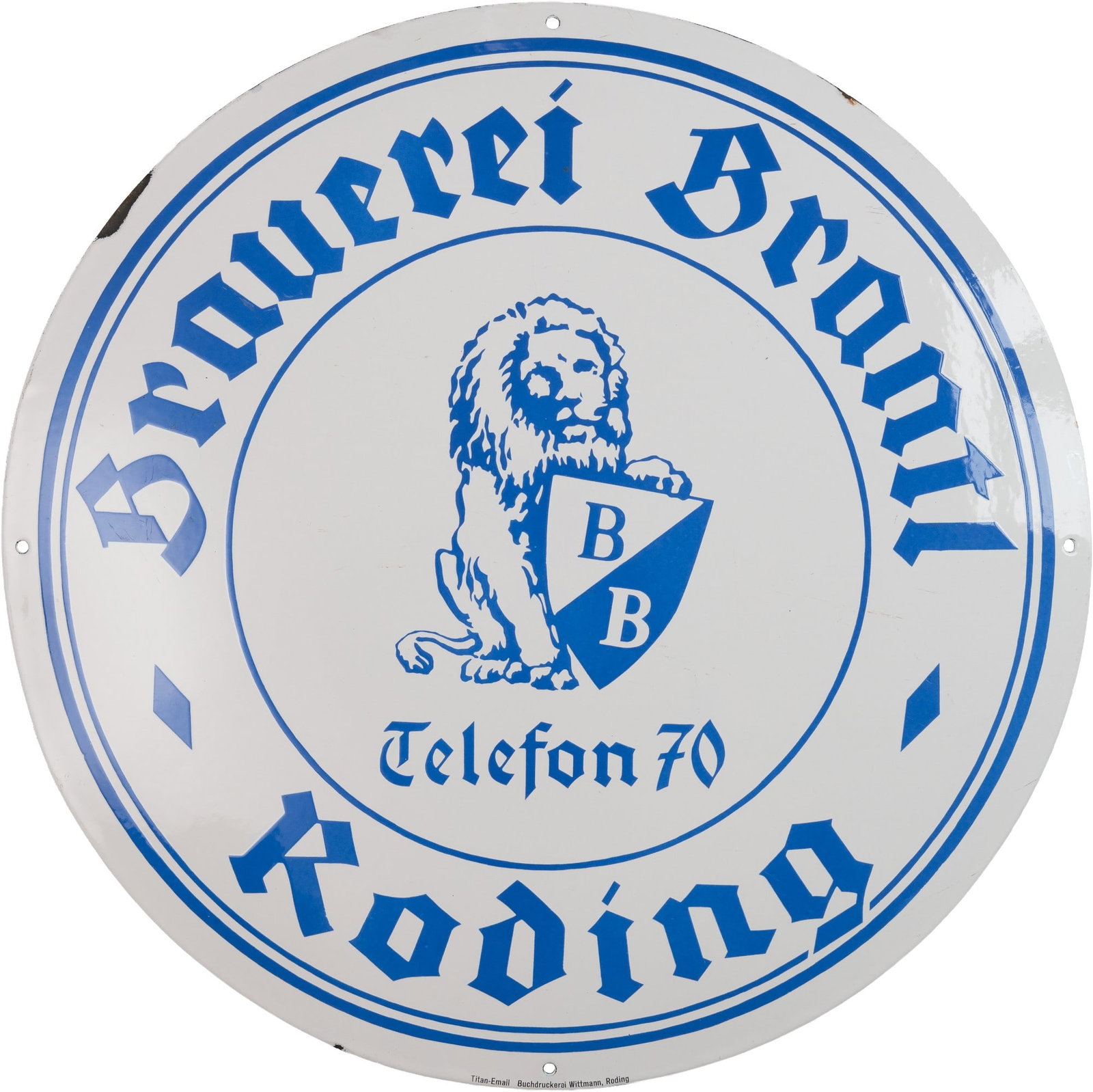 Enamel sign, Brantl Brewery, Roding, circa 1950 (1) (1 of 5)