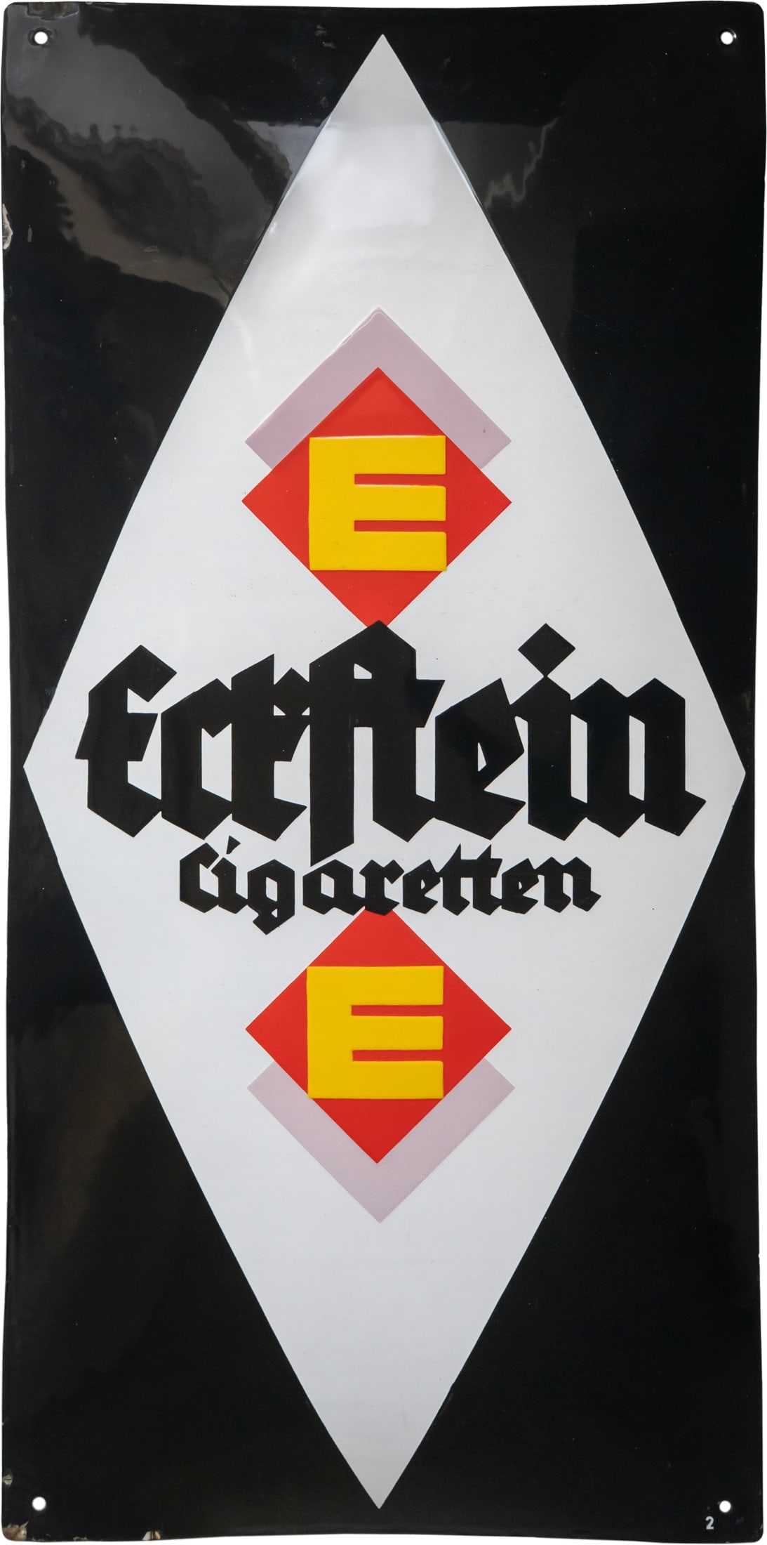Eckstein Cigaretten enamel sign, in mint condition! Dresden, c. 1920 (1): Eckstein Cigaretten enamel sign, in mint condition! Dresden, c. 1920 (1)Eckstein enamel sign, strongly domed, stenciled enamel work. Amazingly beautiful high gloss and rich colours, surface virtually 