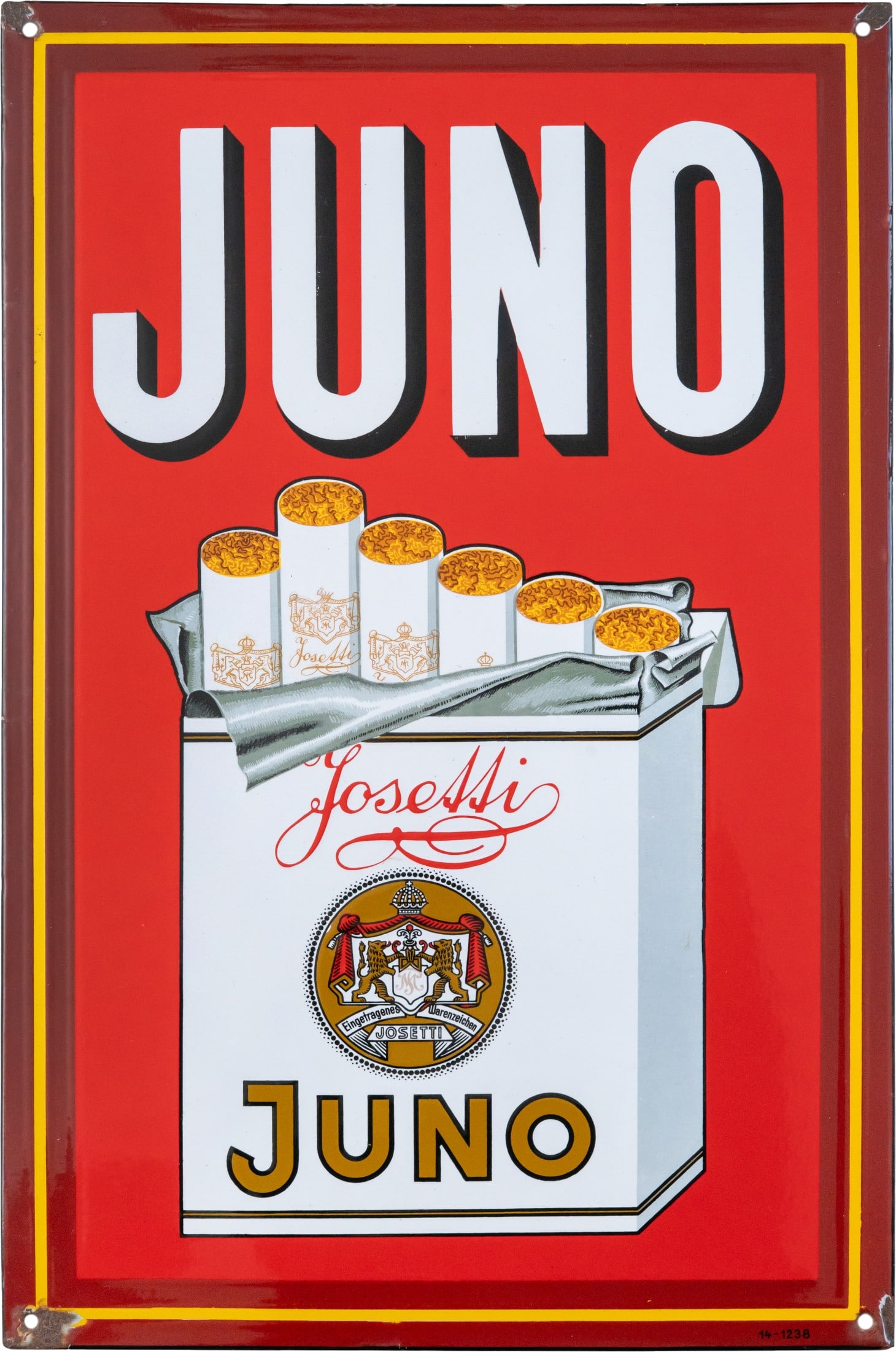 Josetti Juno Cigarettes enamel sign, Dresden, c. 1930 (1) (1 of 7)