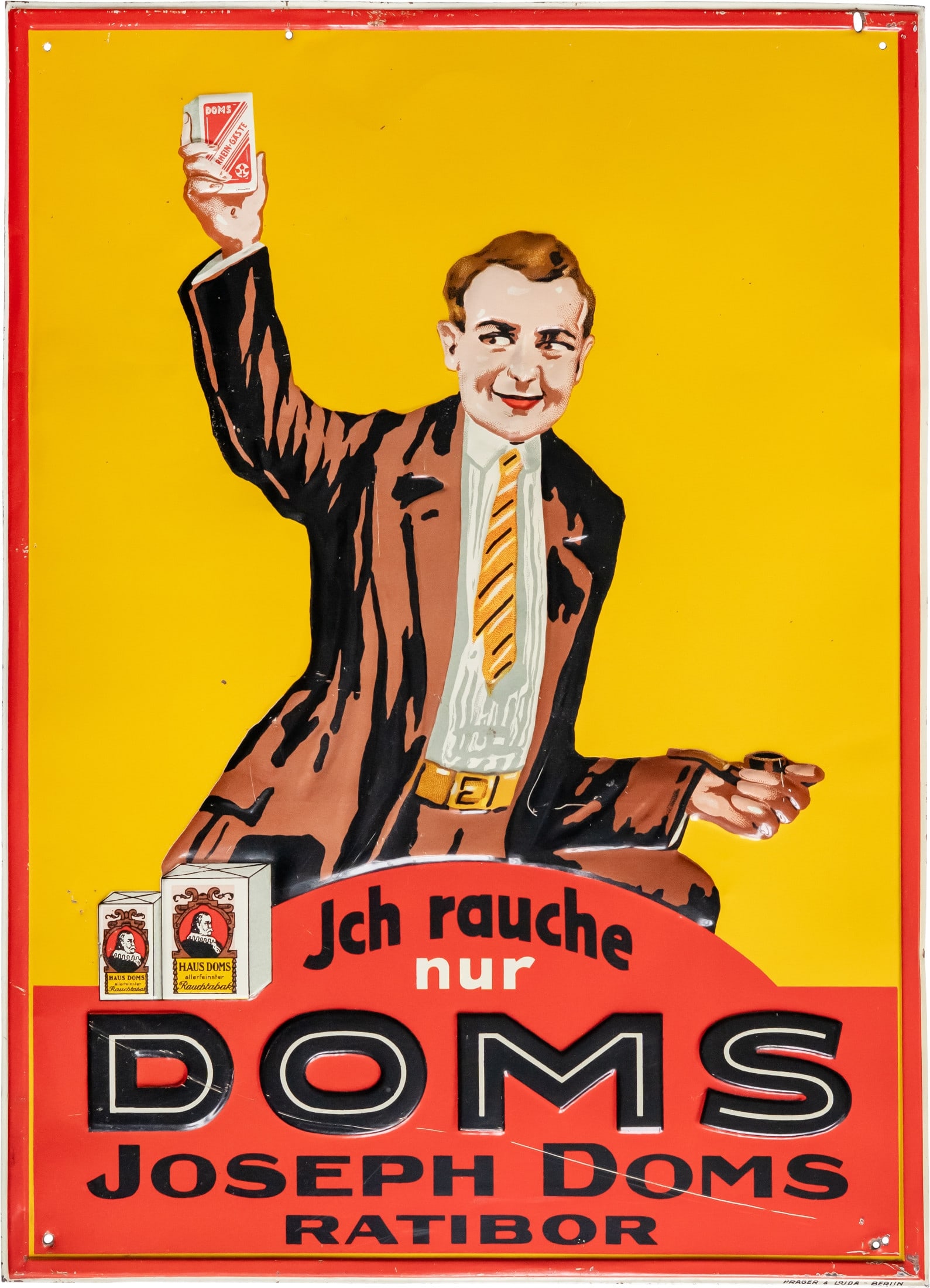 Metal sign for Doms chewing tobacco, Ratibor, circa 1930 (2+) (1 of 7)
