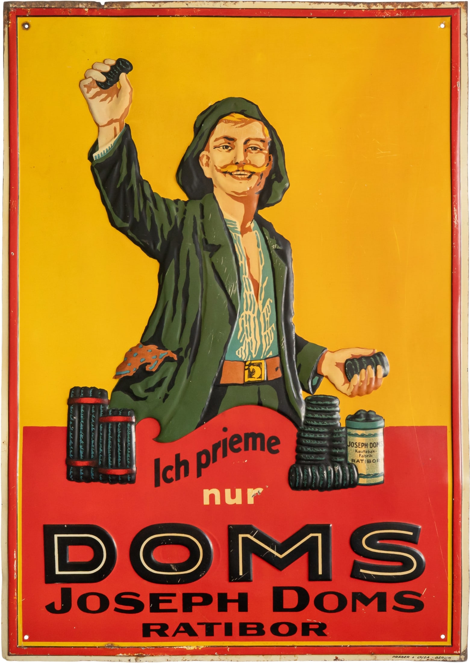 Doms Chewing Tobacco tin sign, Ratibor, c. 1930 (2) (1 of 4)