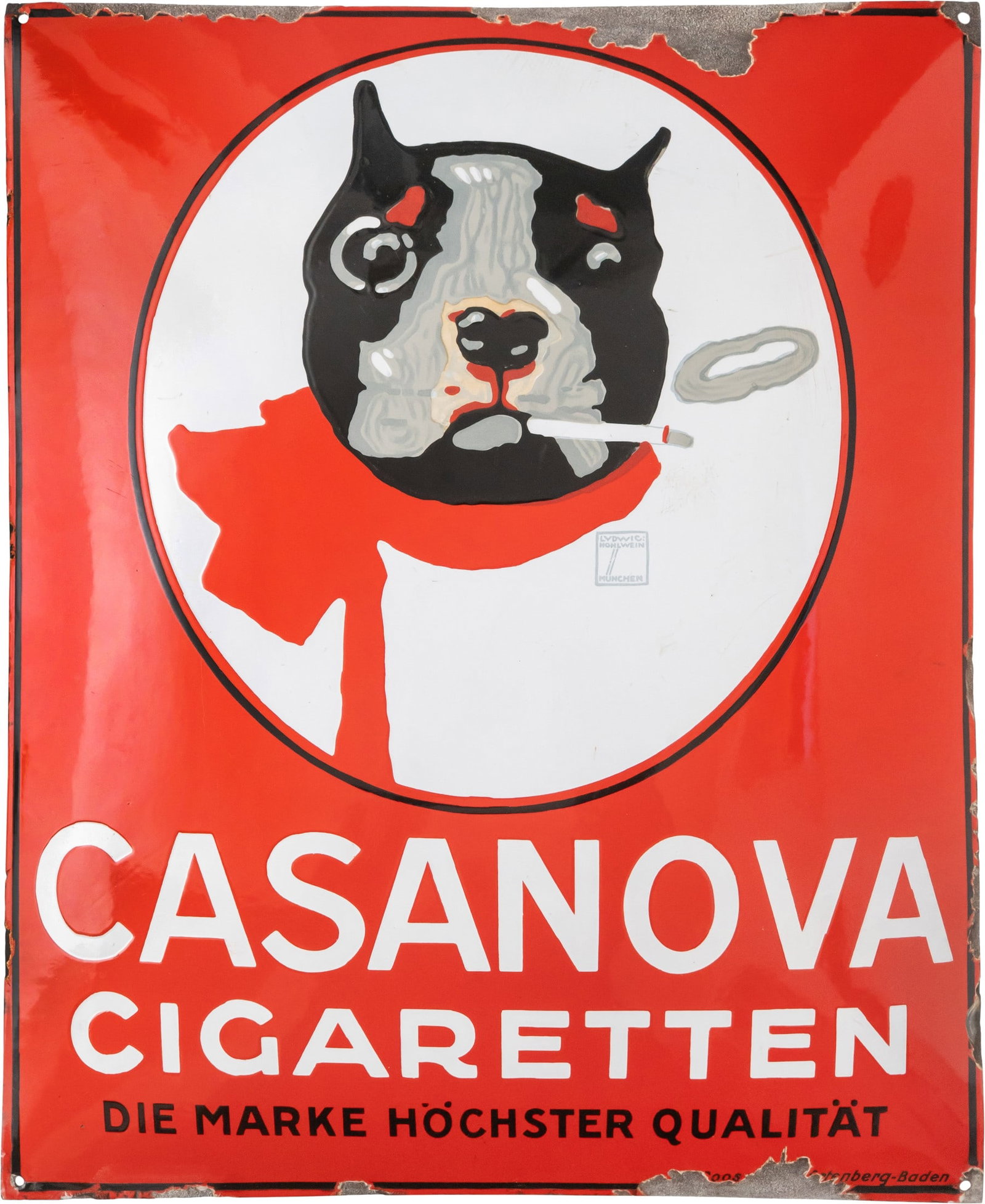 Casanova Cigarettes enamel sign, Ludwig Hohlwein, Traumglanz! Dresden, c. 1925 (2+) (1 of 7)