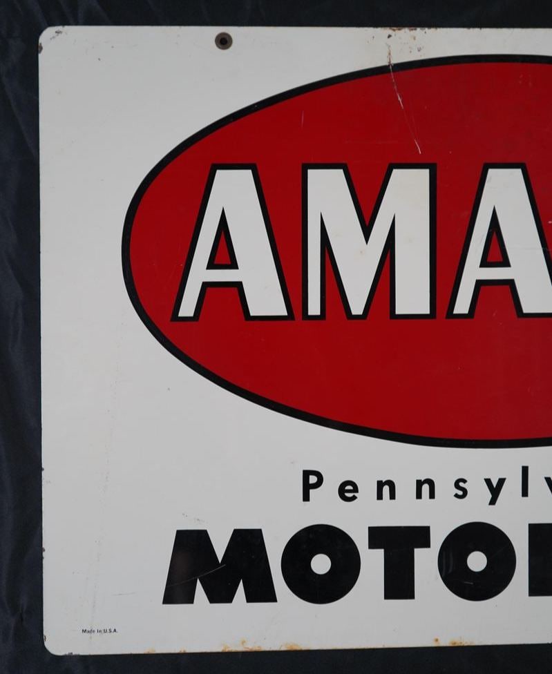 Vintage Amalie Pennsylvania Motor Oil Double-Sided Painted Metal Sign - 6