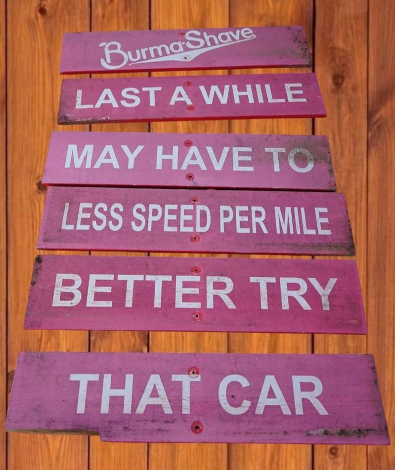 Vintage Burma-Shave Wooden Signs Set of Six (1 of 6)