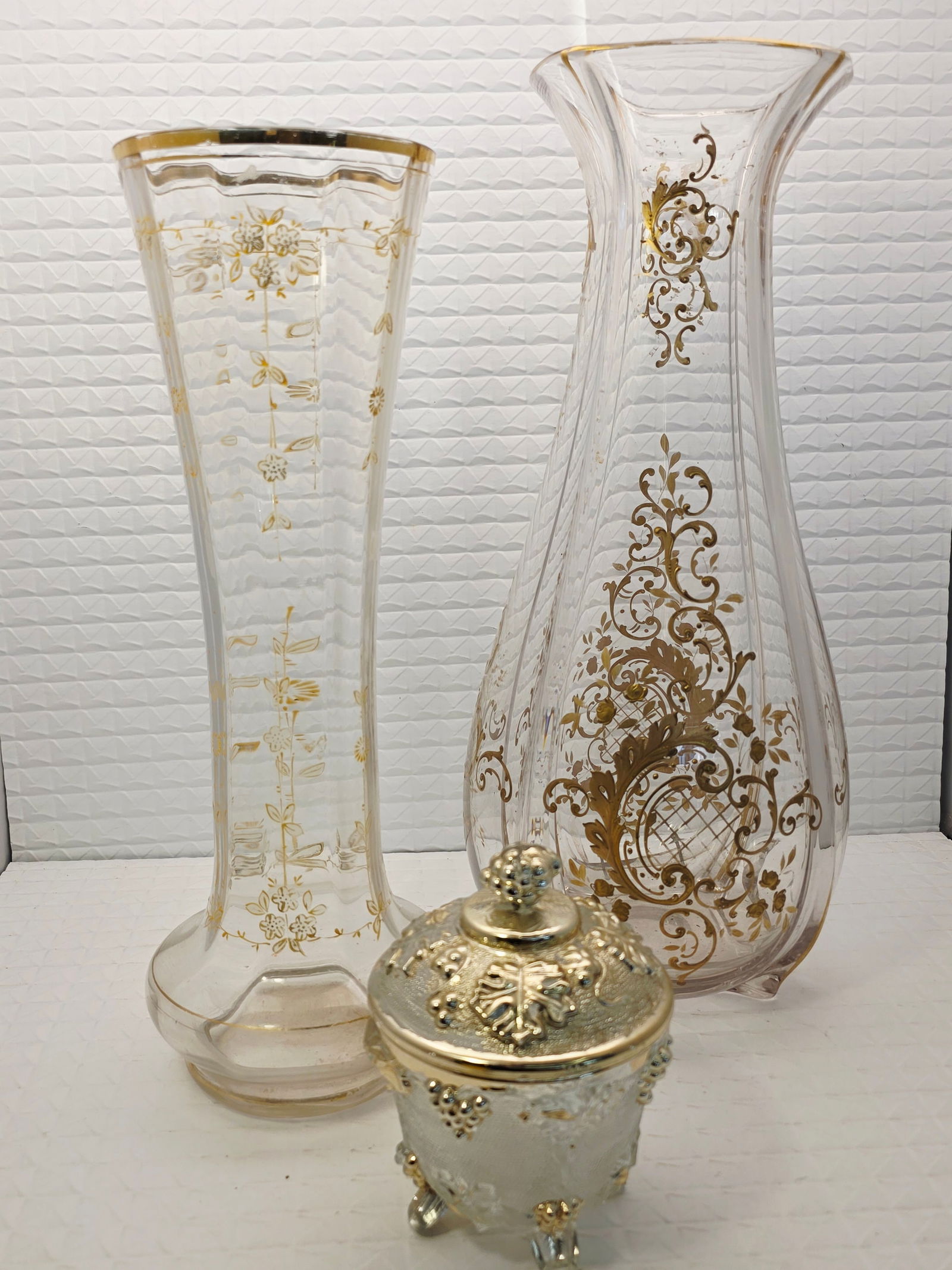 collection of Bohemian gilt decorated clear glass or crystal objects (1 of 11)