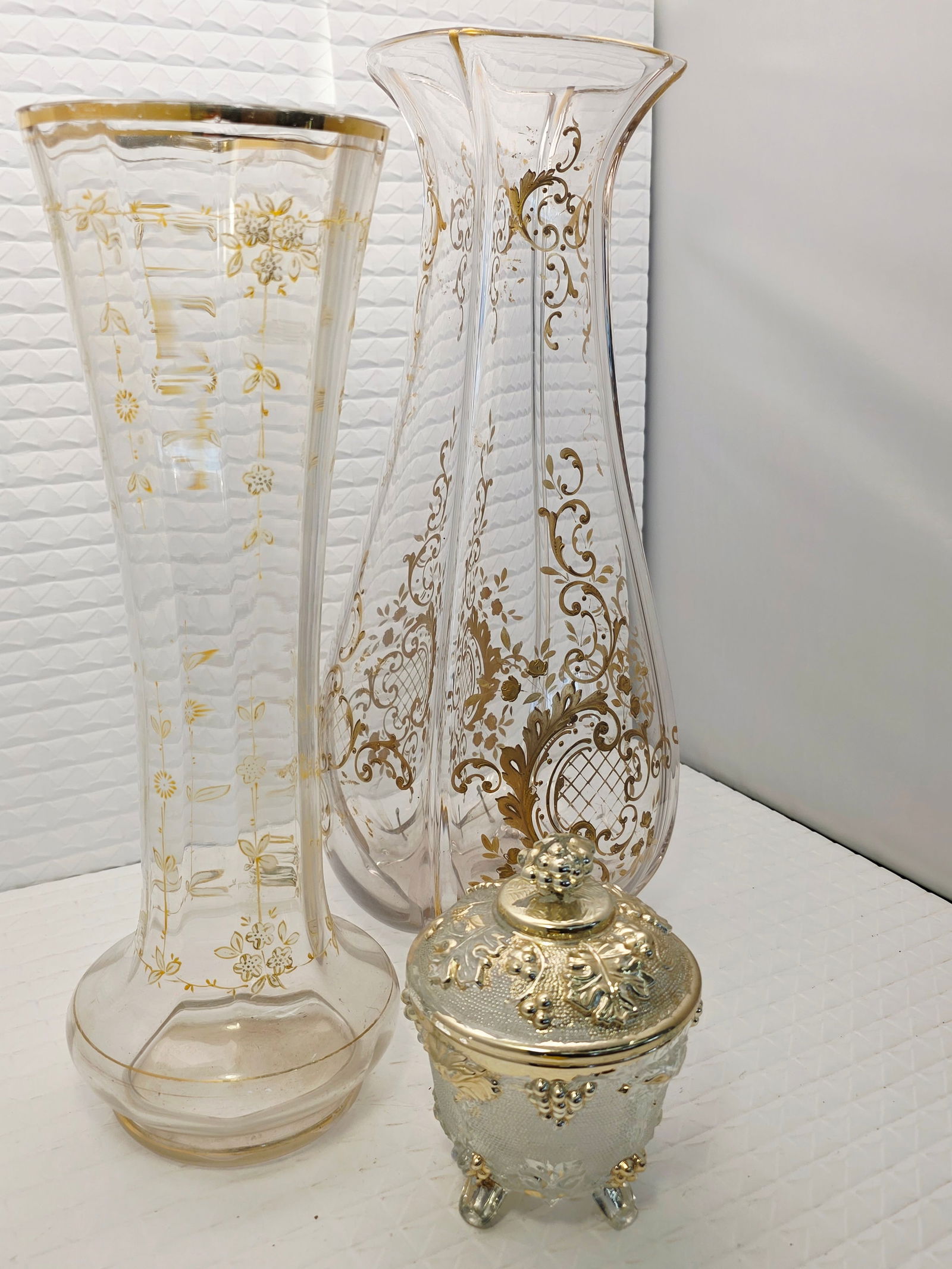 collection of Bohemian gilt decorated clear glass or crystal objects - 2