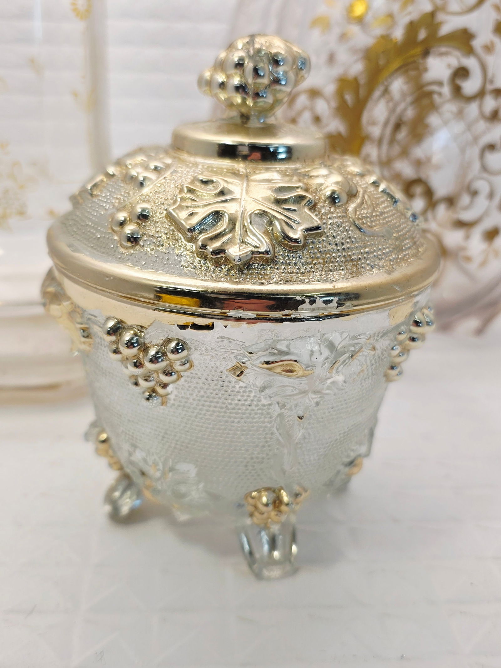 collection of Bohemian gilt decorated clear glass or crystal objects - 4