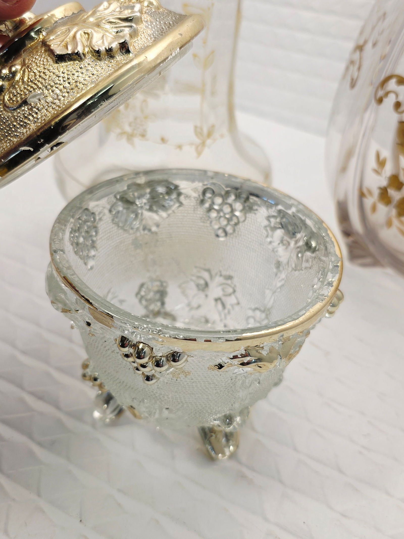 collection of Bohemian gilt decorated clear glass or crystal objects - 6