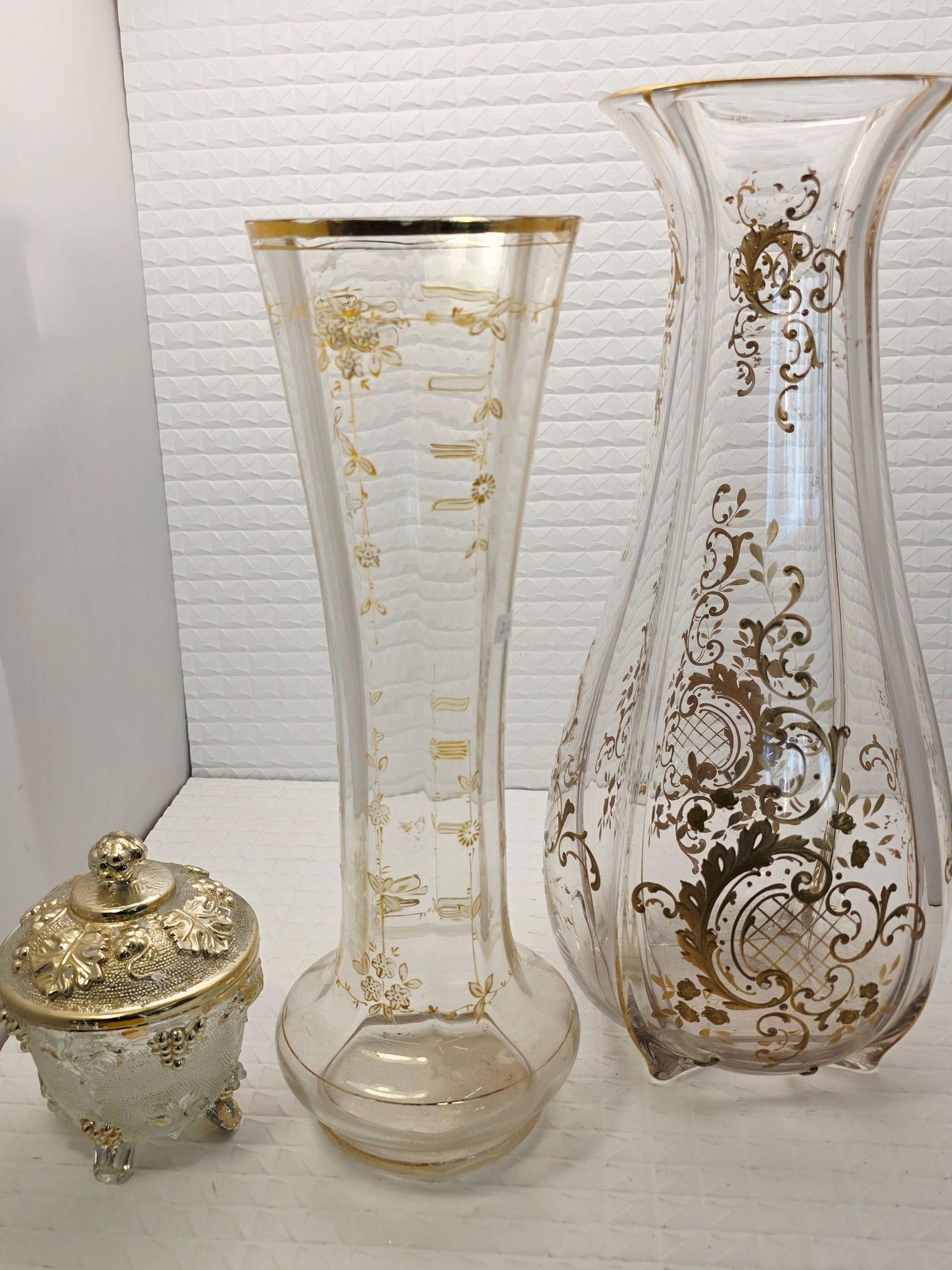 collection of Bohemian gilt decorated clear glass or crystal objects - 9