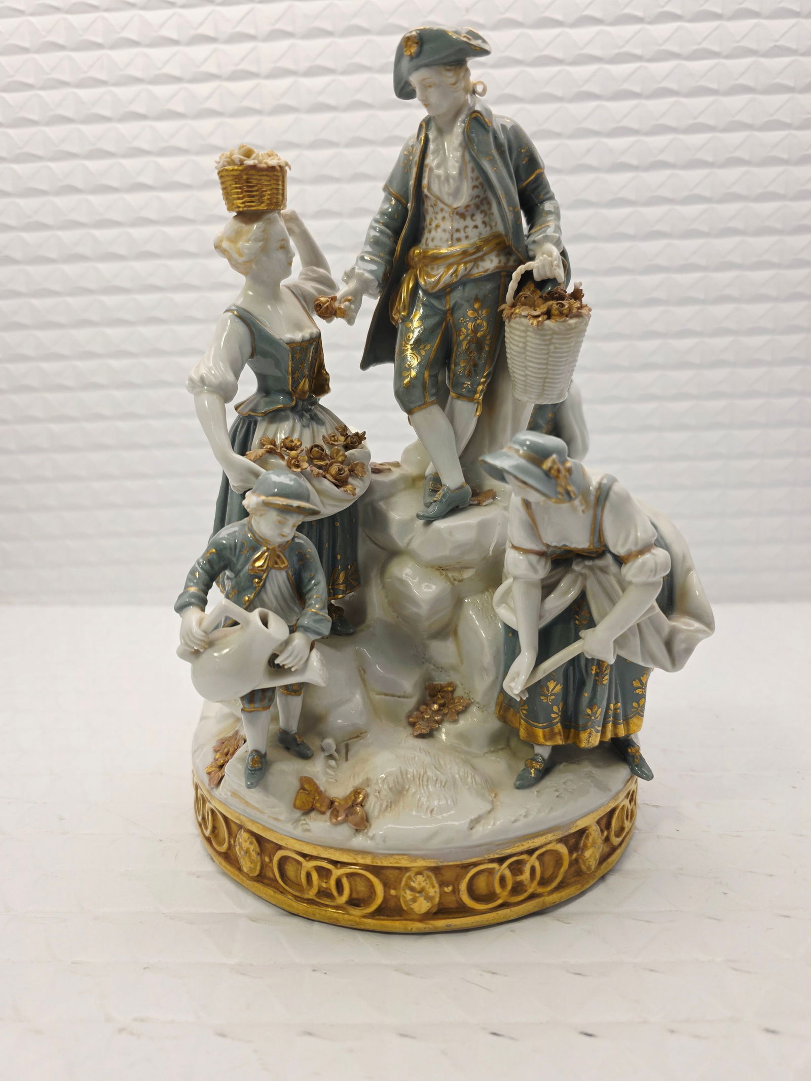 Volkstedt German Porcelain Group of Gardeners, Marked R 1762 (1 of 12)