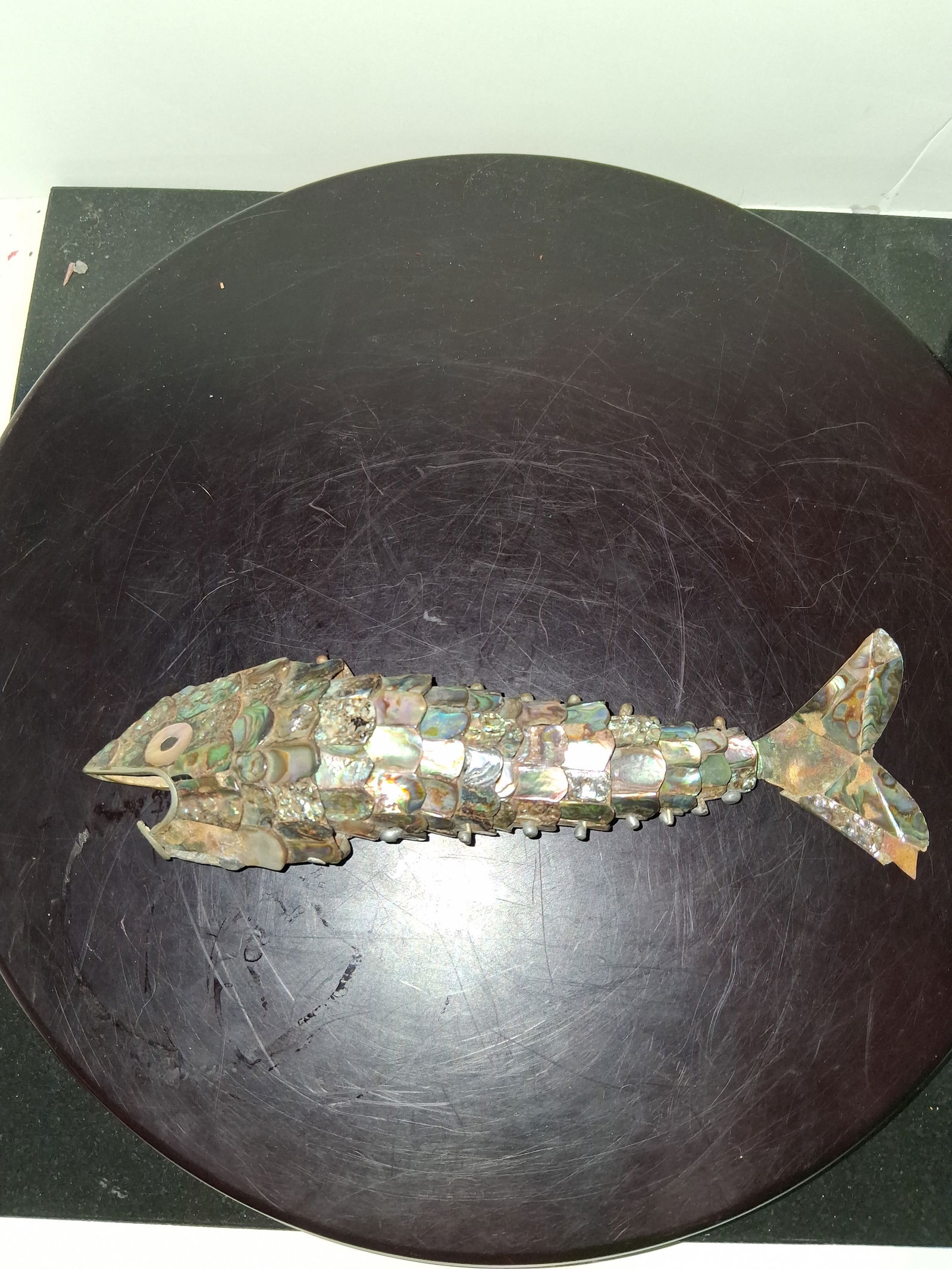 Mexican abalone shell fish bottle opener: Nice collectible vintage Mexican abelone shellfish bottle opener 8 in Long minor wear in excellent usable collectible condition see pictures for details While we strive to note any damage, repairs, or