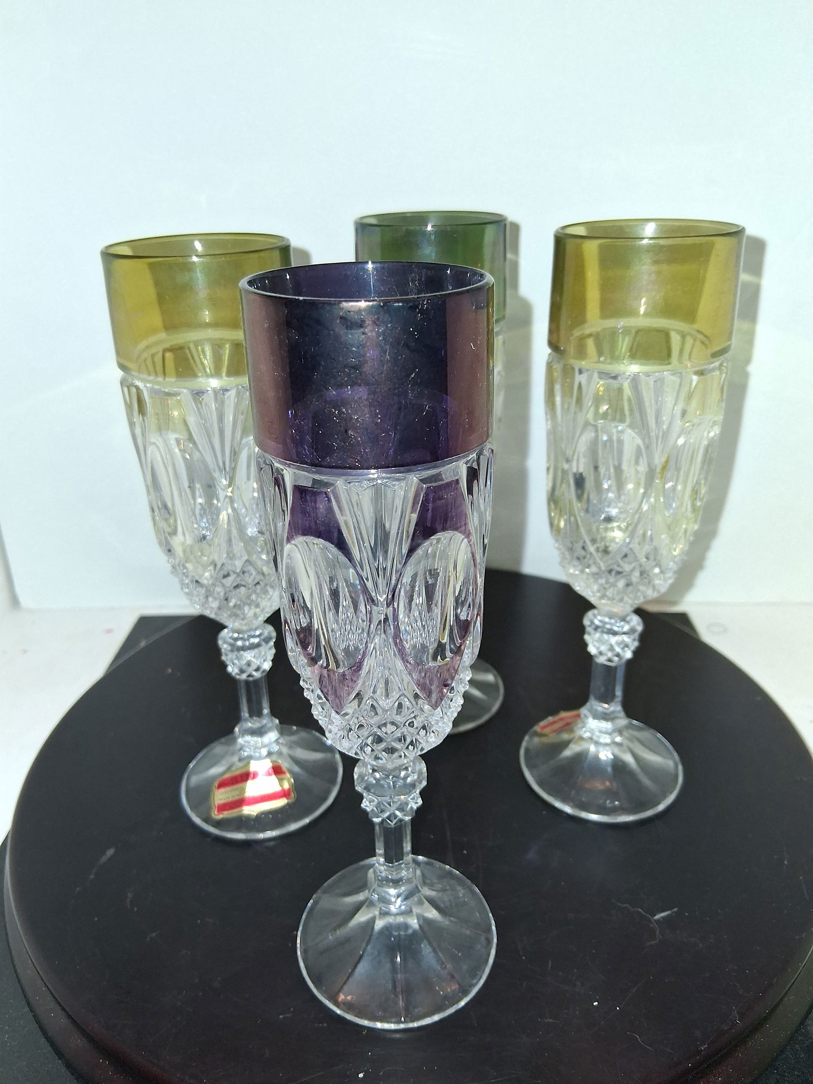 Retro hofbauer colored crystal flute glasses (1 of 6)