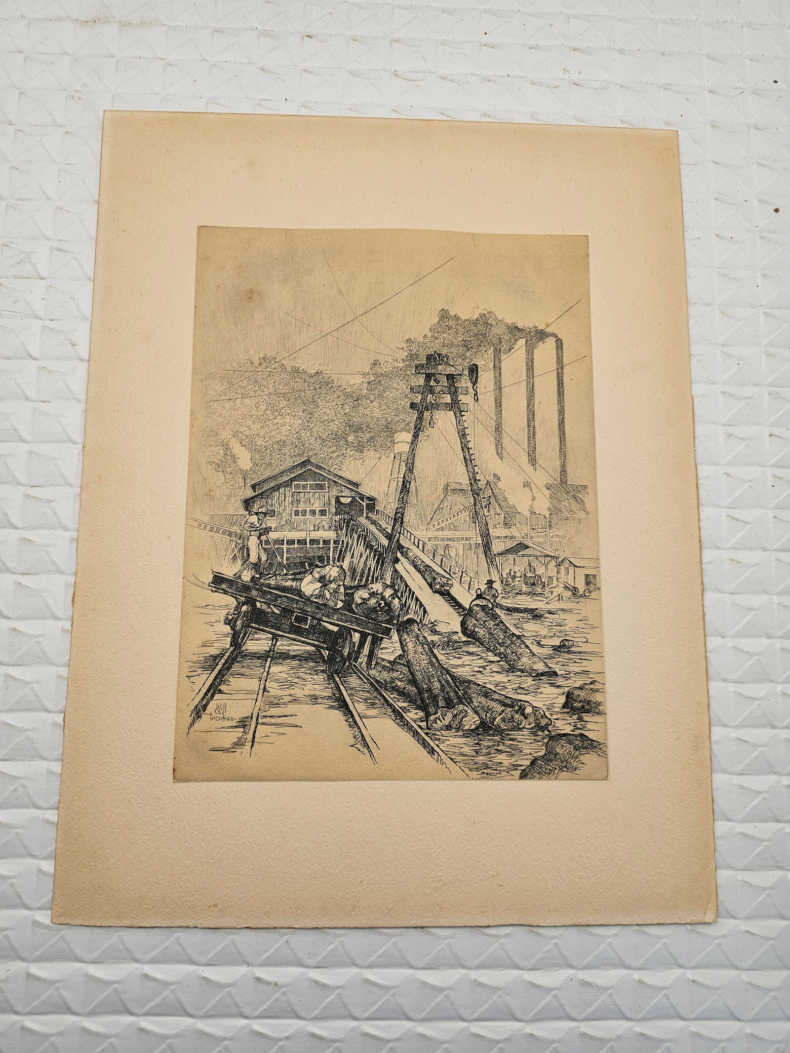 Early rare etching or ink drawing by Will Hagerman (1 of 8)