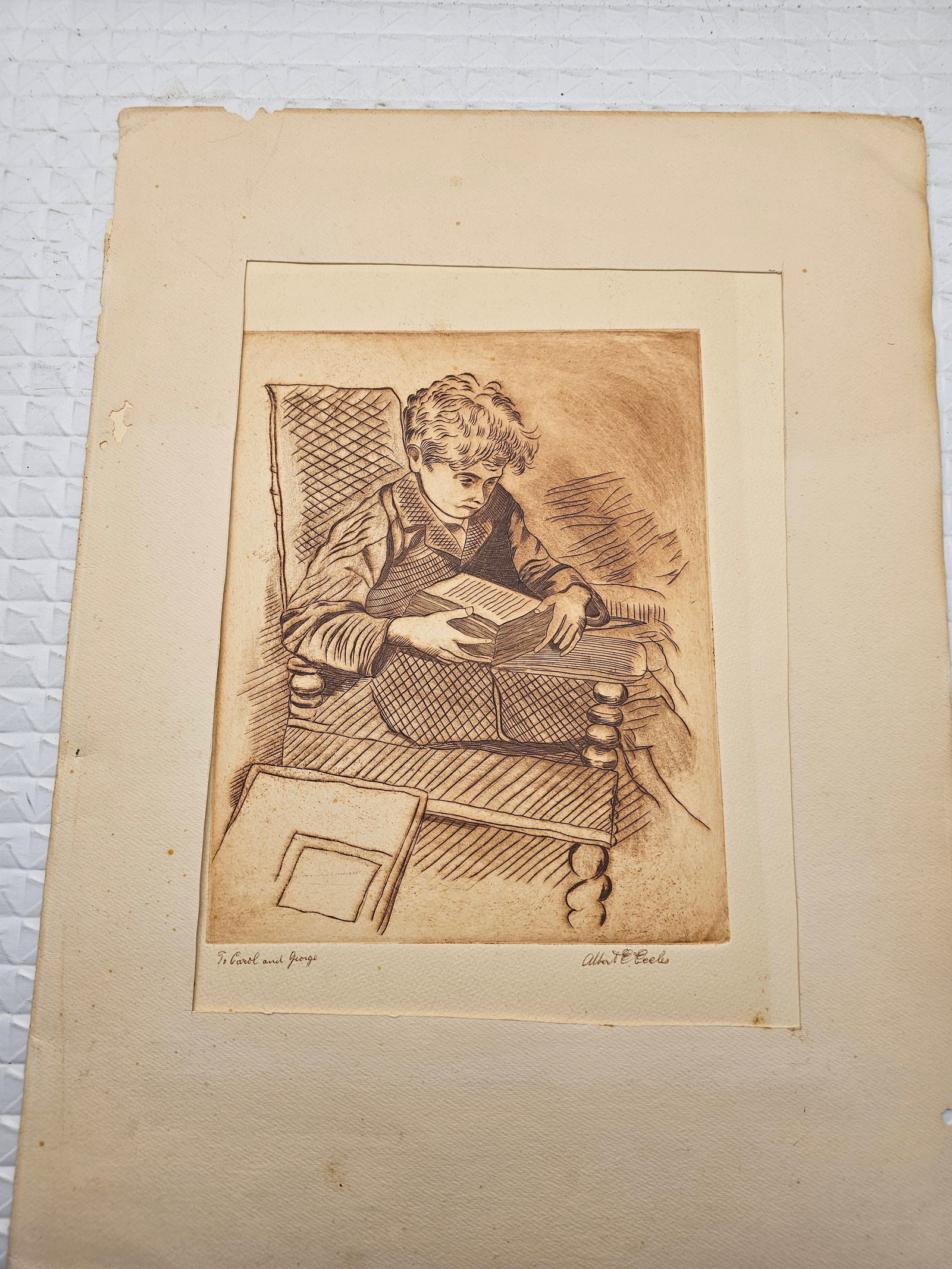 vintage 1960 pencil-signed etching by artist Albert Eccles (1 of 9)